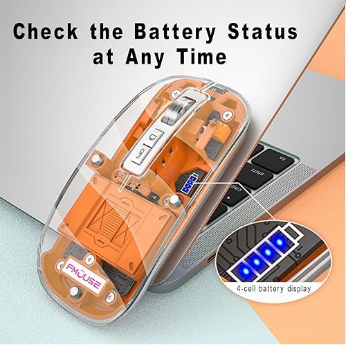 Miniatura 5 de SVJEFY Ratón inalámbrico Bluetooth de 3 modos, mouse magnético ultrafino recargable, pantalla de alimentación transparente de 2400 DPI, mouse