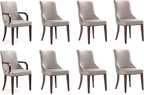 Manhattan Comfort Shubert - Sillas y sillones de comedor modernos de terciopelo y piel sintética, diseño de doble tapicería en marco de madera de