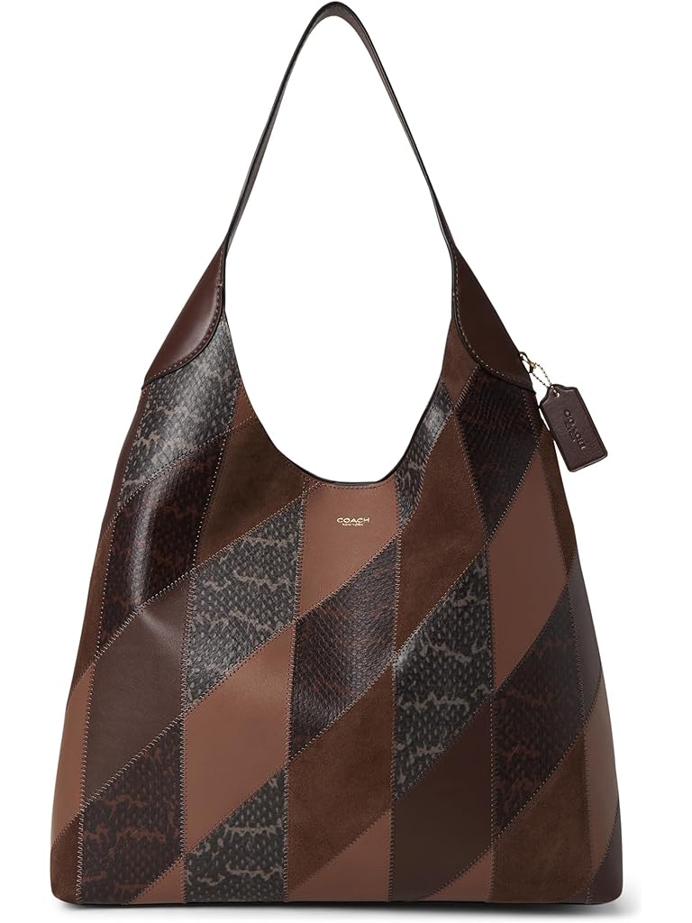 Tan COACH Brooklyn Shoulder Bag 39 With Snakeskin Patchwork