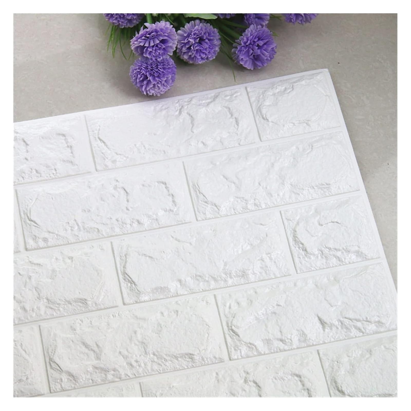 PVC wall Panels， Self Adhesive Foam Decoractive Panels Home Decor Living Room House Decoration Bathroom(White)
