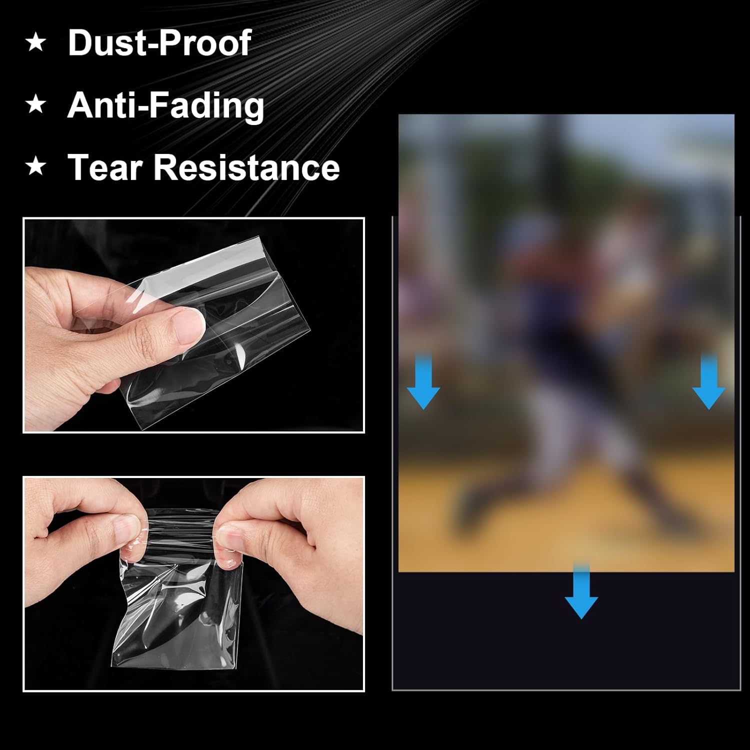 1000 Counts Premium Standard Baseball Trading Card Sleeves, Plastic Clear Protector, Soft Perfect Fit for Penny, Football, and Sports Cards