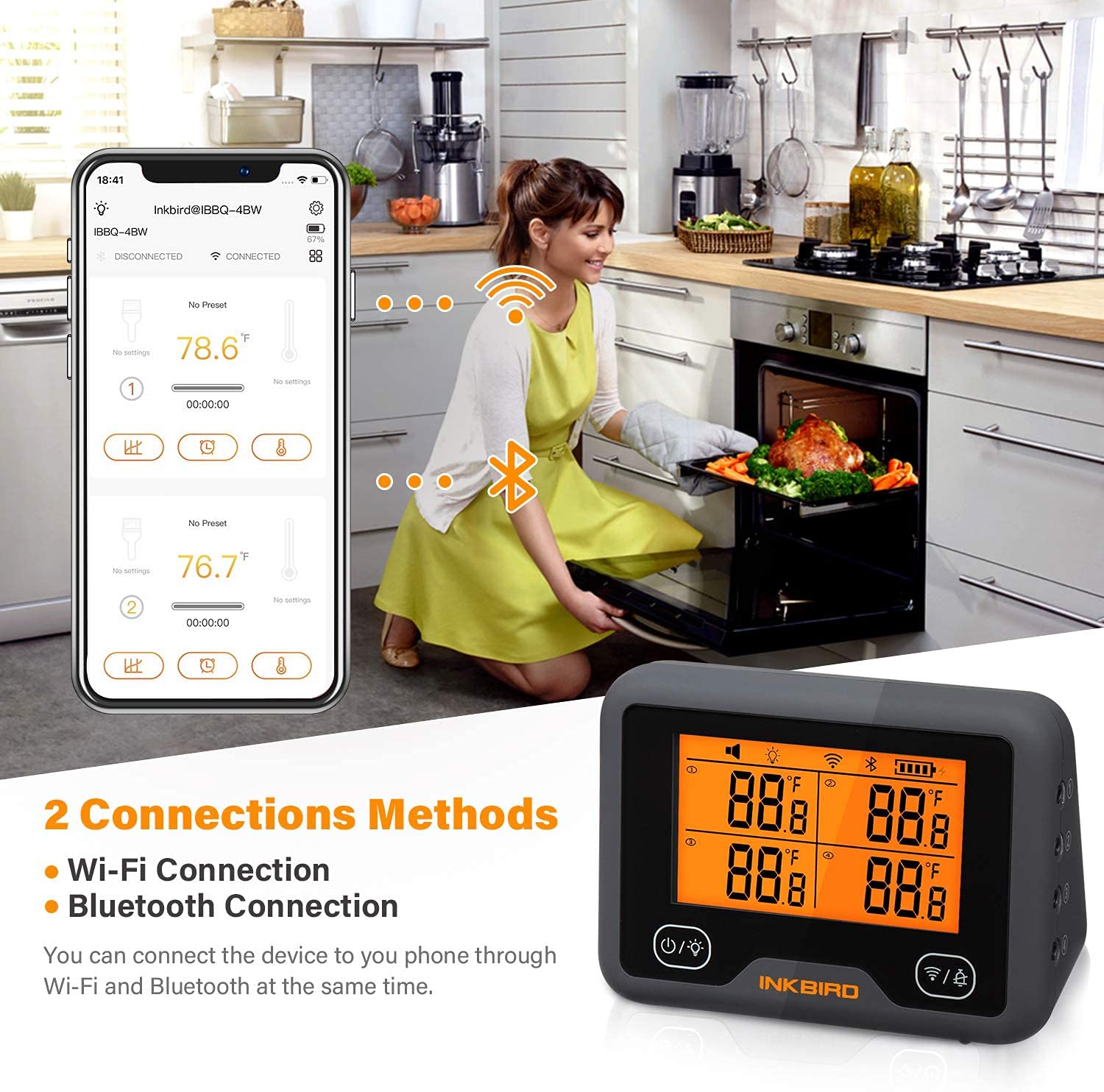 Wееklу Tор Sаlе Wi-Fi&Bluetooth Smart Wireless Meat Thermometer with Infrared Thermometer (Not for Human) -58℉~1022℉ Standard Temperature Gun, Inkbird Cooking BBQ Thermometer for Oven, Grill, Kitchen, BBQ, Smoker Crеаtіvе Prоduсt Wi-Fi&Bluetooth Smart Wireless Meat Thermometer with Infrared Thermometer (Not for Human) -58℉~1022℉ Standard Temperature Gun, Inkbird Cooking BBQ Thermometer for Oven, Grill, Kitchen, BBQ, Smoker