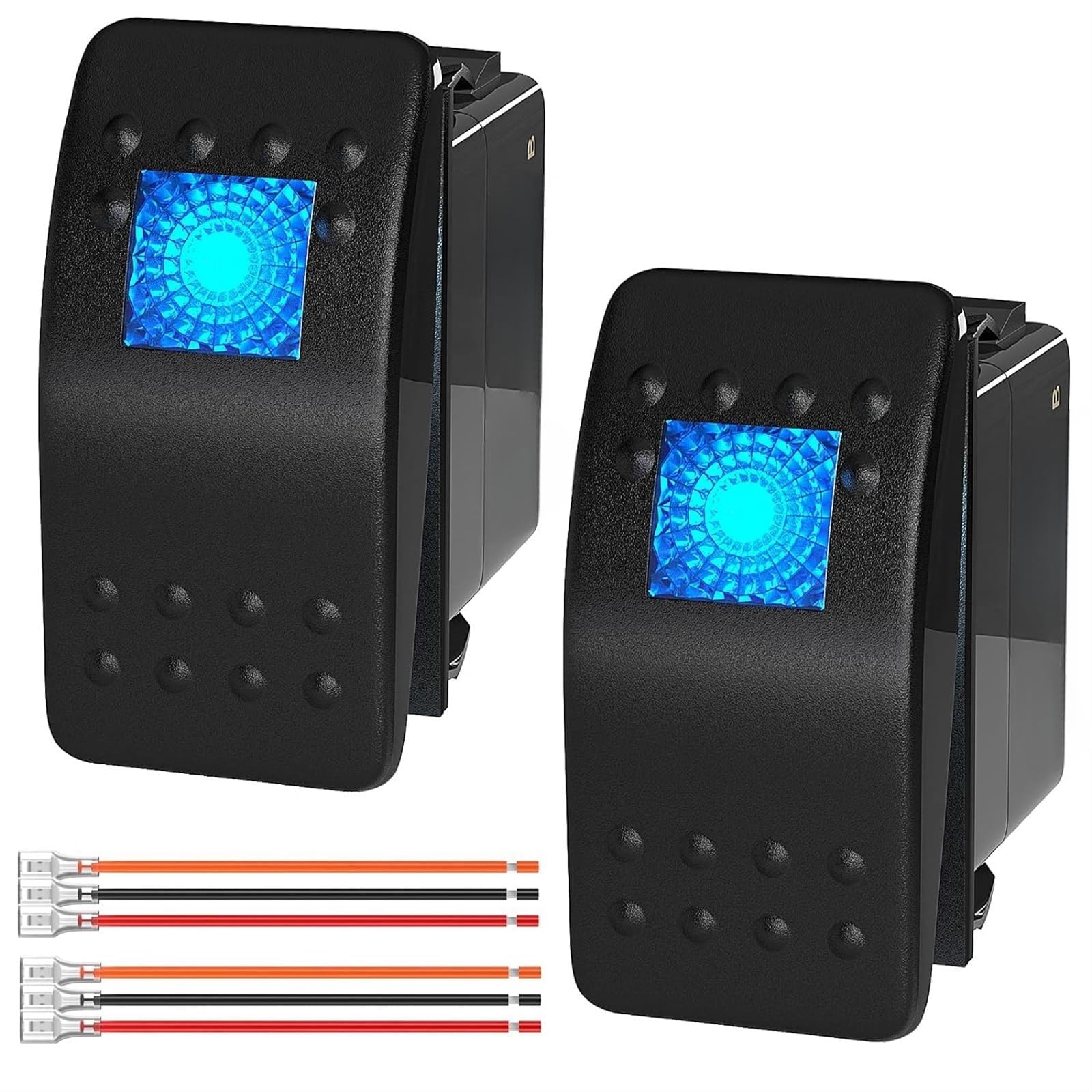 THE WHITE SHOP 2PCS Rocker Switches 12V 24V Lighted Rocker Switch 12 V 20A Blue LED 3 Pin SPST ON/Off Waterproof Toggle Button Suitable for Car Boat Truck SUV