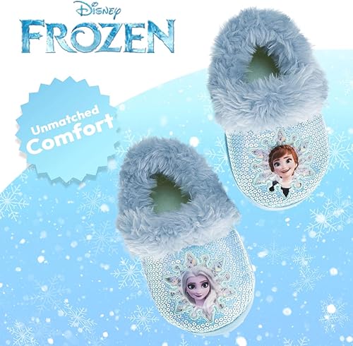 Miniatura 5 de Disney Frozen Elsa and Anna - Pantuflas de felpa para niñas, antideslizantes, cómodas, esponjosas, ligeras, cálidas, suaves, para interiores y niñas