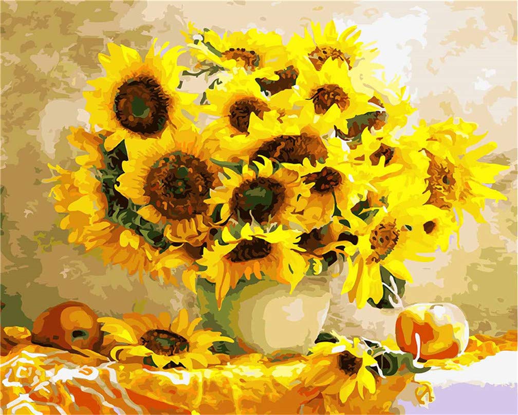 MOGTAA Dipingere Con I Numeri, Per Adulti E Principianti, Con Cornice, Girasoli Da Dipingere Con I Numeri, Per Adulti, Bambini, Kit Per Pittura A Olio