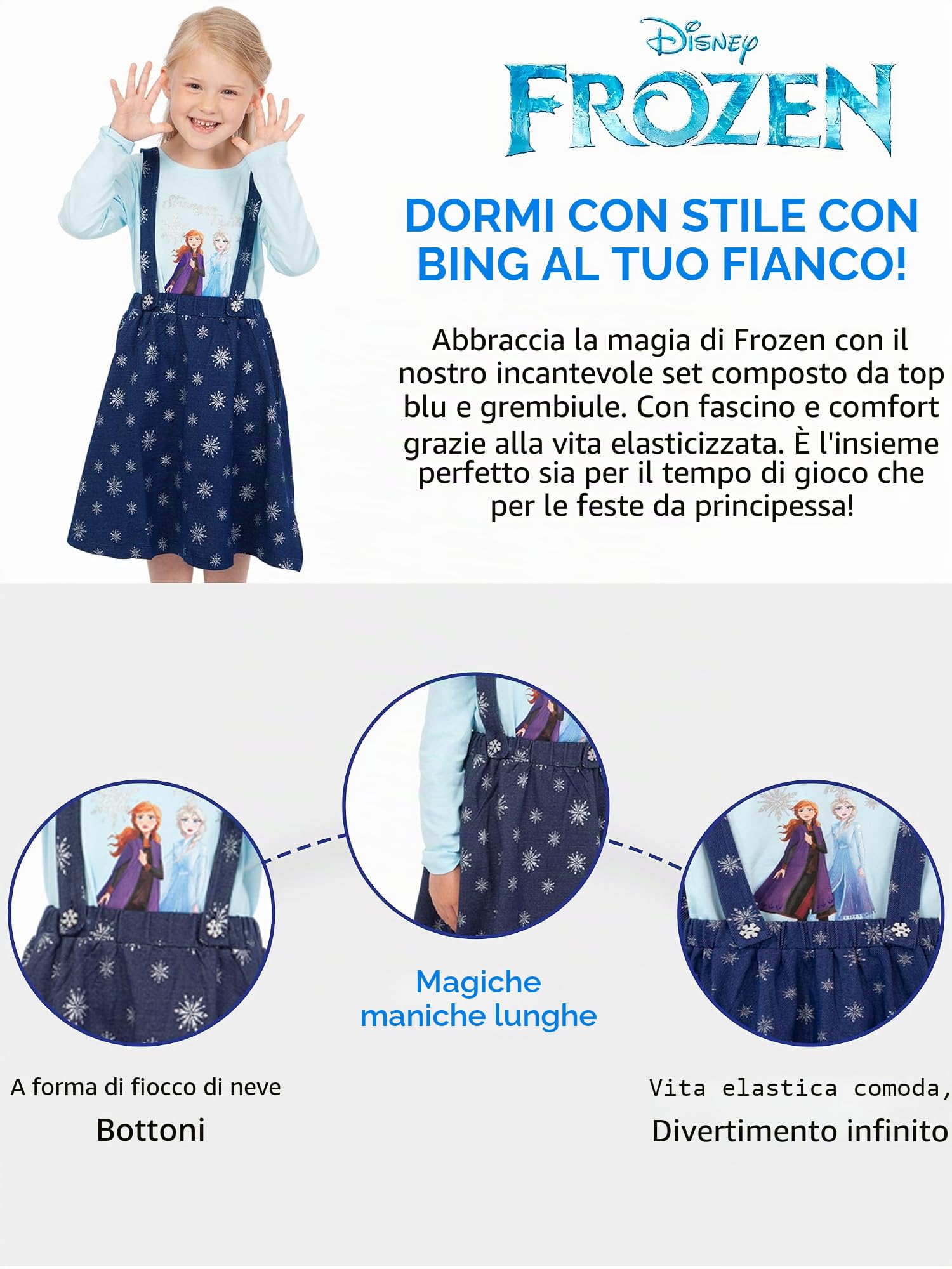 Disney Abito Pagliaccetto e Top per Ragazze Il Regno di Ghiaccio Frozen
