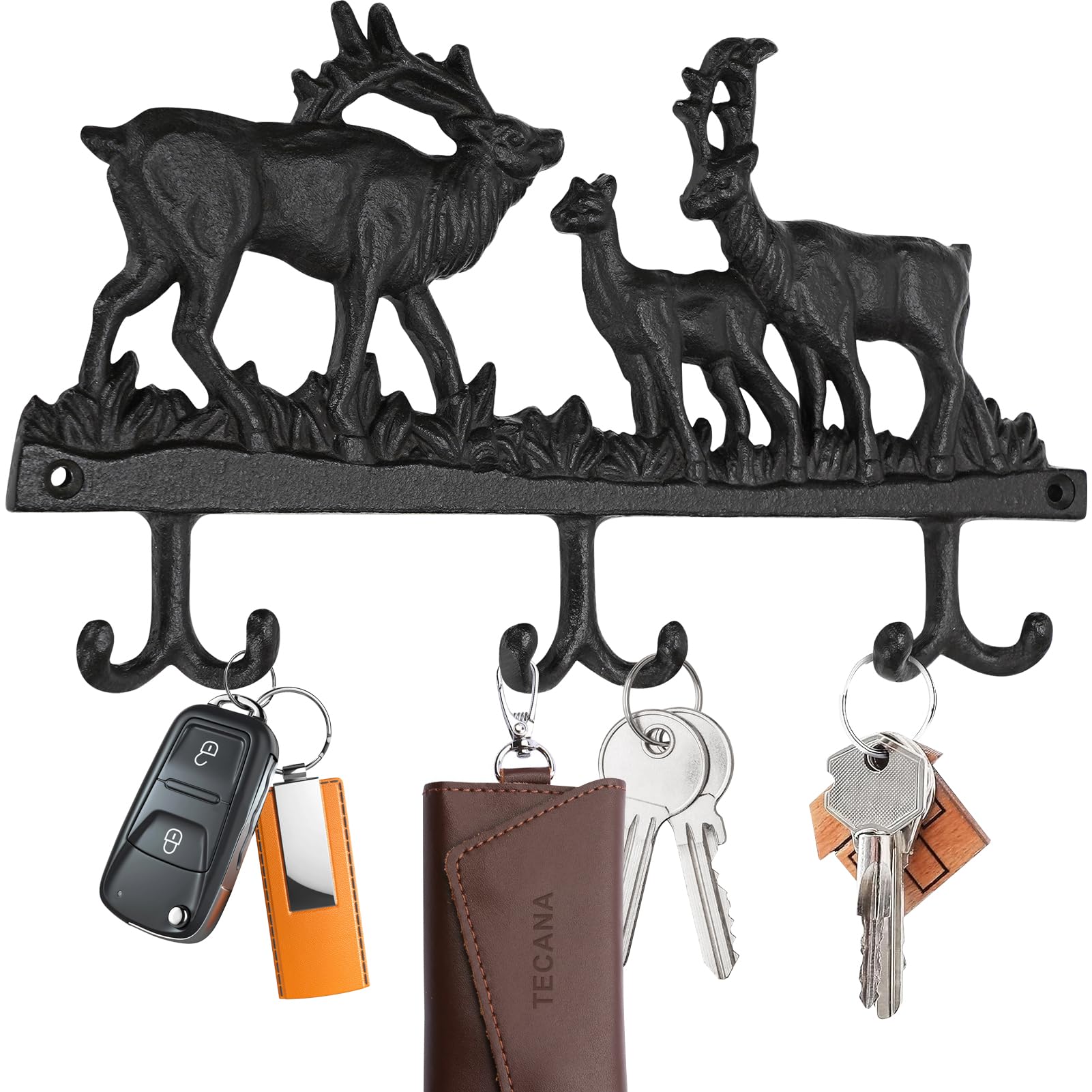 Amazon.com: TECANA Key Holder Wall Mount - Cast Iron Key Hook for Wall ...