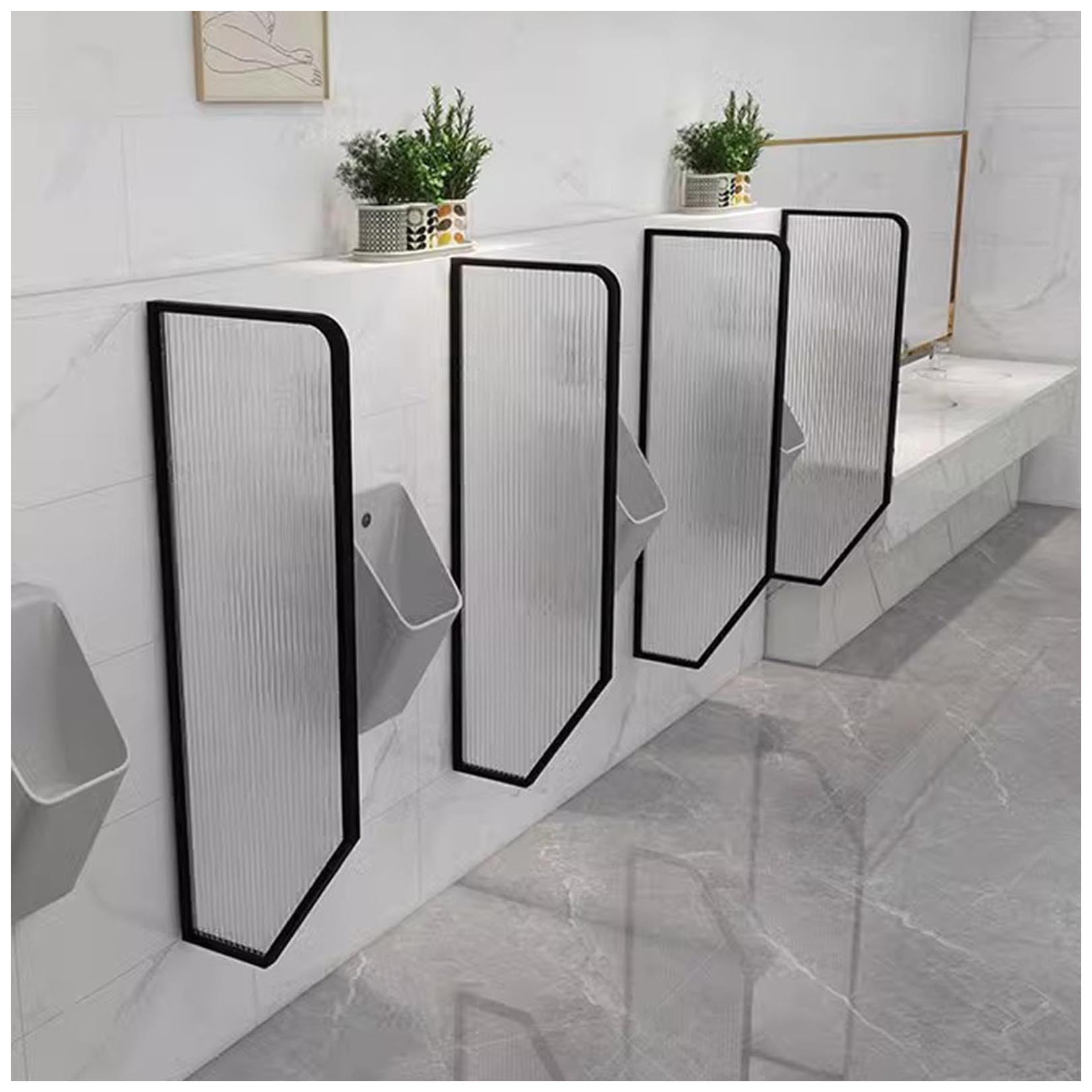 Divisorio per orinatoio in vetro temperato resistente e impermeabile - Parete divisoria per la privacy per bagni maschili in scuole, bar e hotel - Elegante nero 120 cm - 1 pezzo (nero 90 cm 3 pez