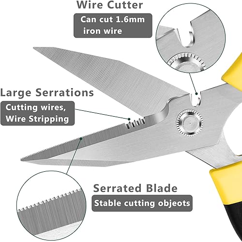 Miniatura 2 de BoFuYuan Tijeras de utilidad resistentes multiusos de 8 pulgadas, tijeras afiladas multiusos, resistentes, tijeras de alfombra, cartón de fácil