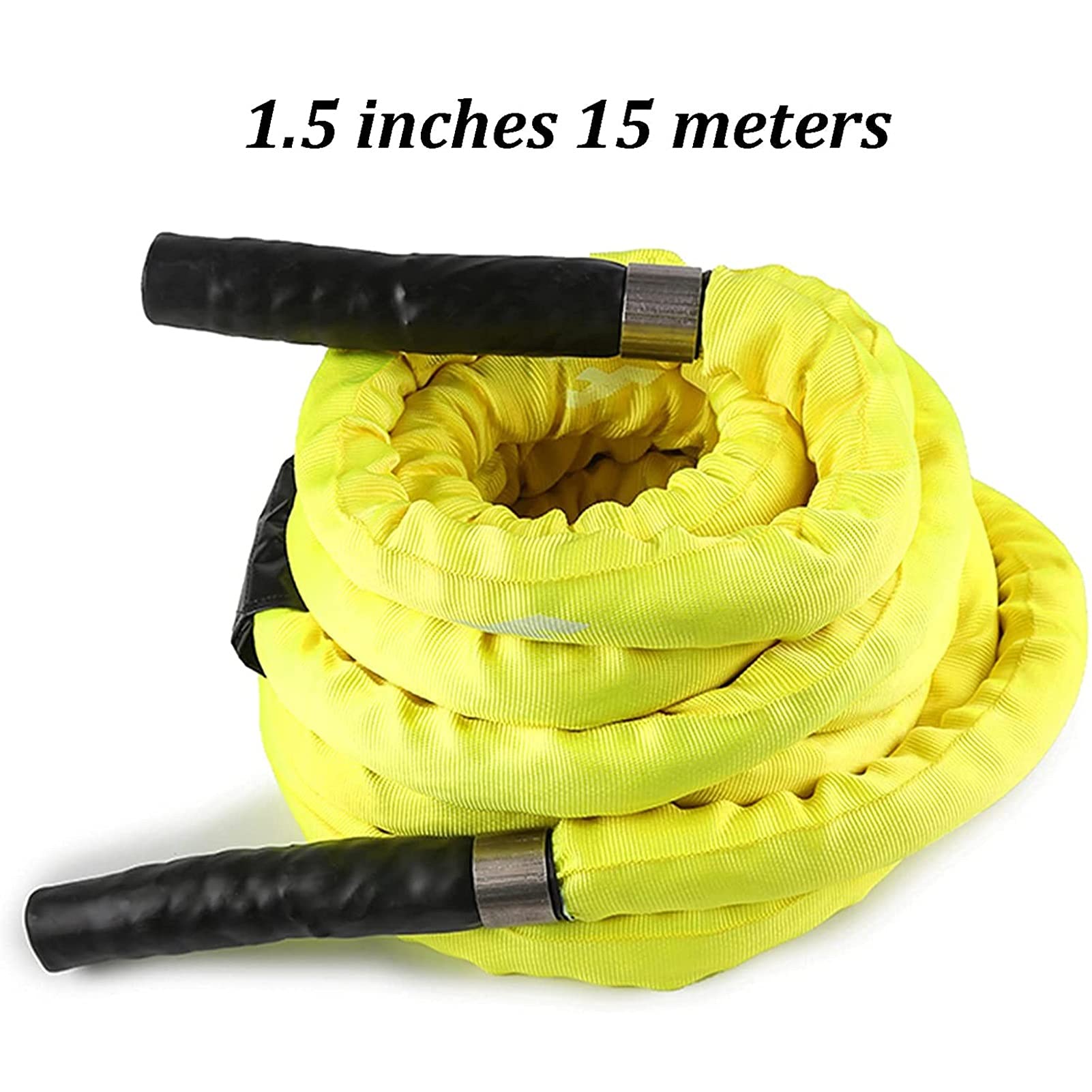 Schweres Battle Rope mit Verbessertem Polyesterbezug, Wellenseile für Home Gym & Outdoor Krafttraining, Cardio-Training, Gelb (Size : 15m)