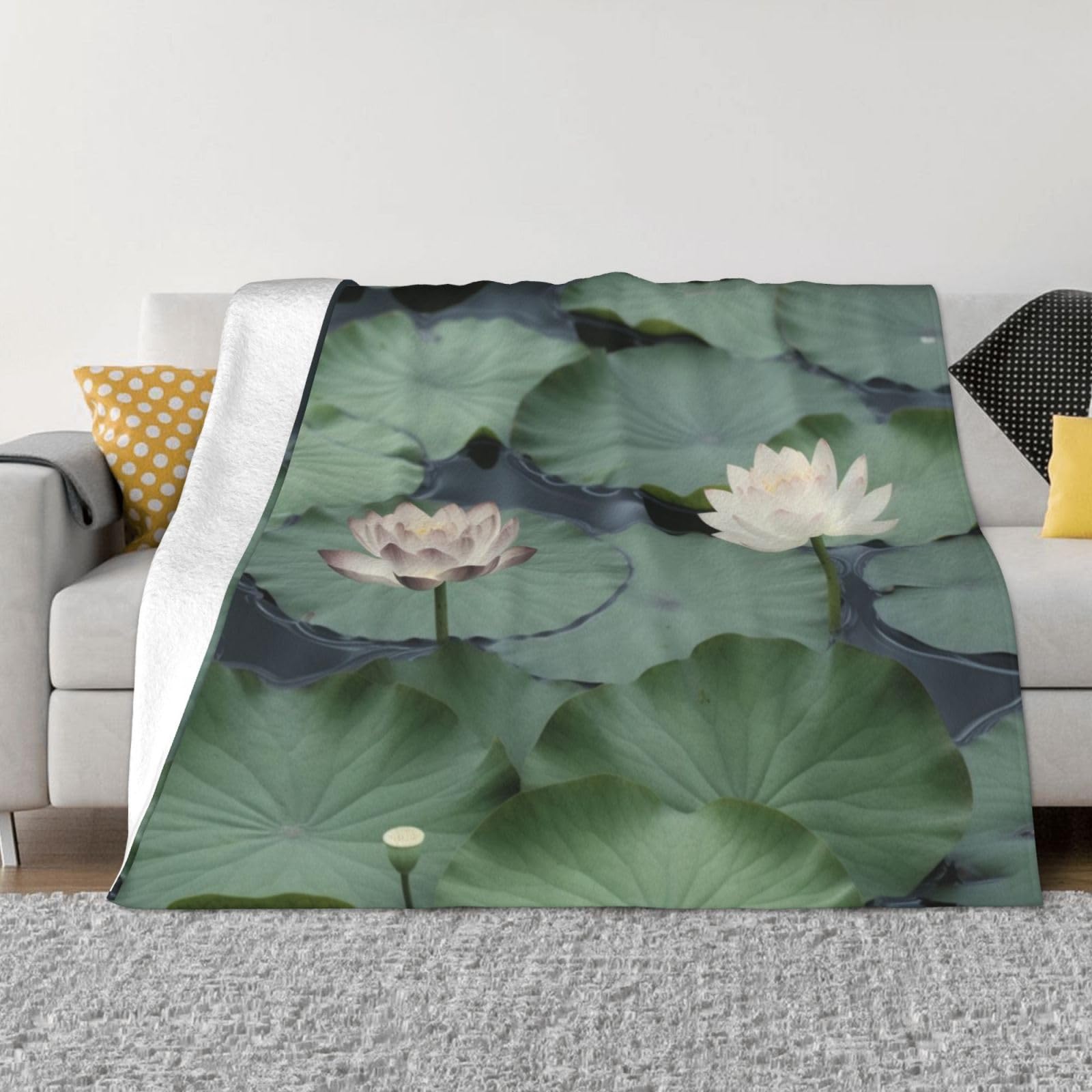 Couverture légère flanelle pelucheuse imprimée lys noirs pour lit