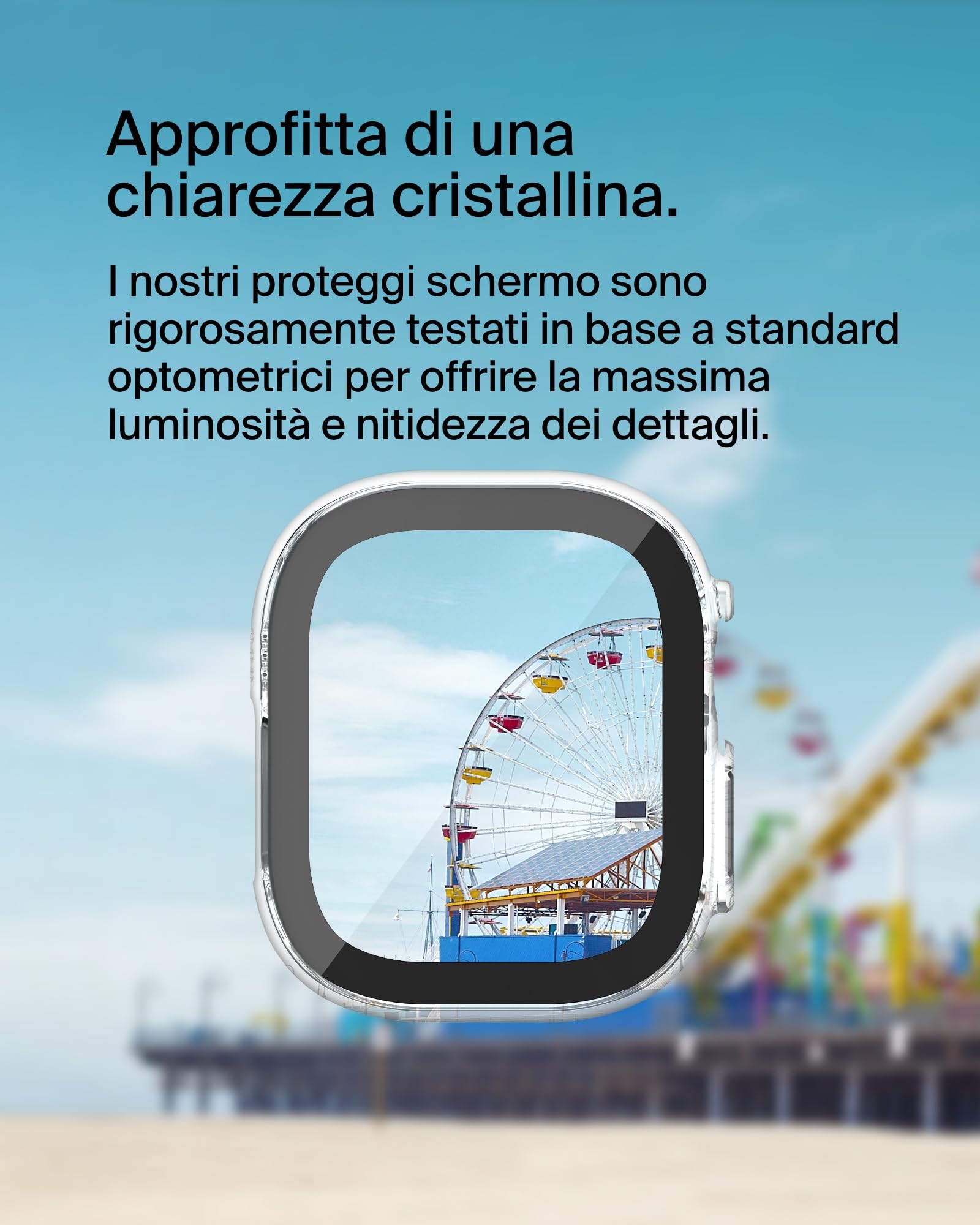 Belkin ScreenForce TemperedCurve 2 in 1 Proteggi schermo per Apple Watch Ultra, Ultra 2 con bumper protettivo - pellicola protettiva in vetro temperato, accessori per Apple Watch - Trasparente