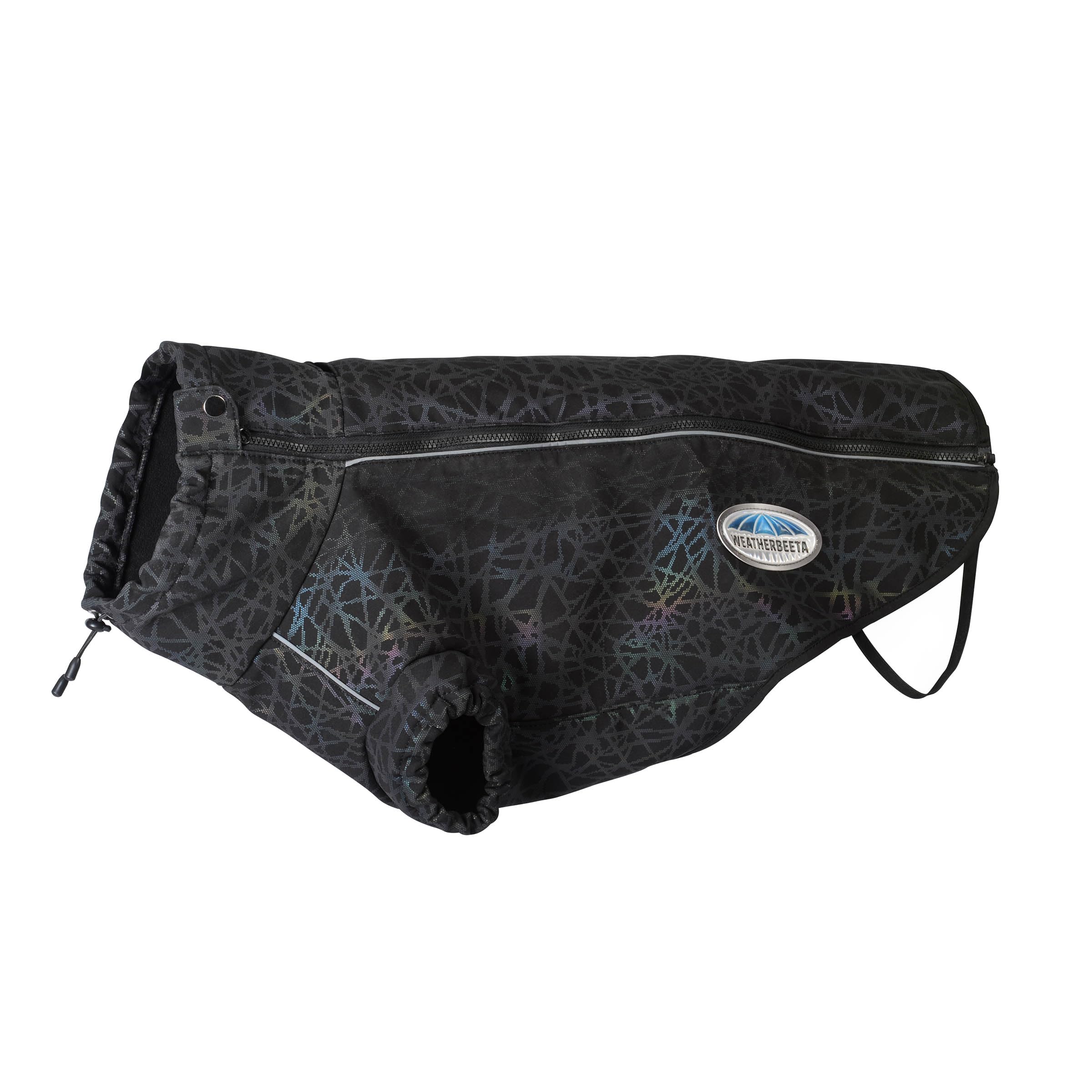 WeatherBeeta ComFiTec Reflective Print Active Dog Coat, Black/Reflective Rainbow, 30cm