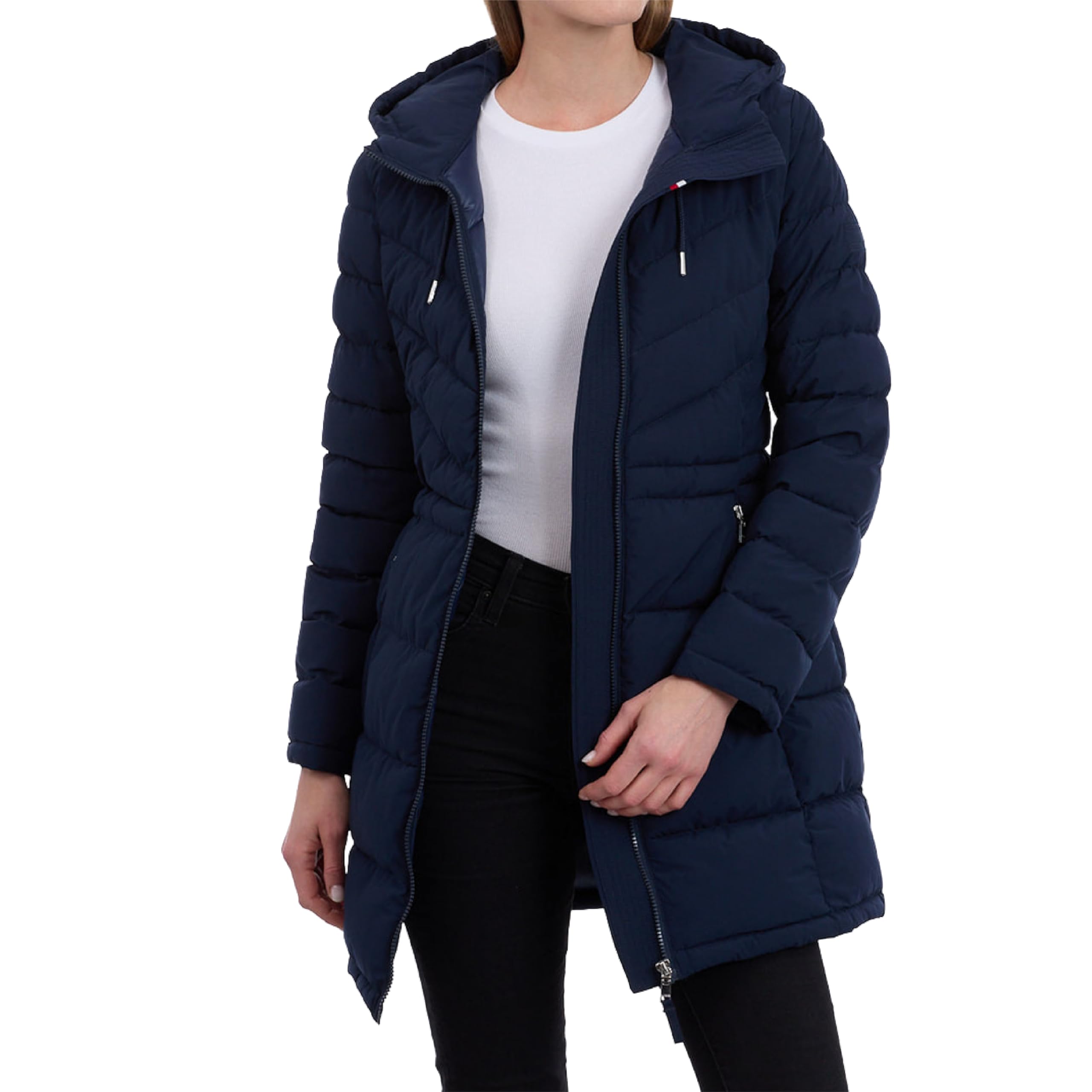 Tommy Hilfiger Women's Every Day Essential Long Lightweight Coat Packable, Navy, XL