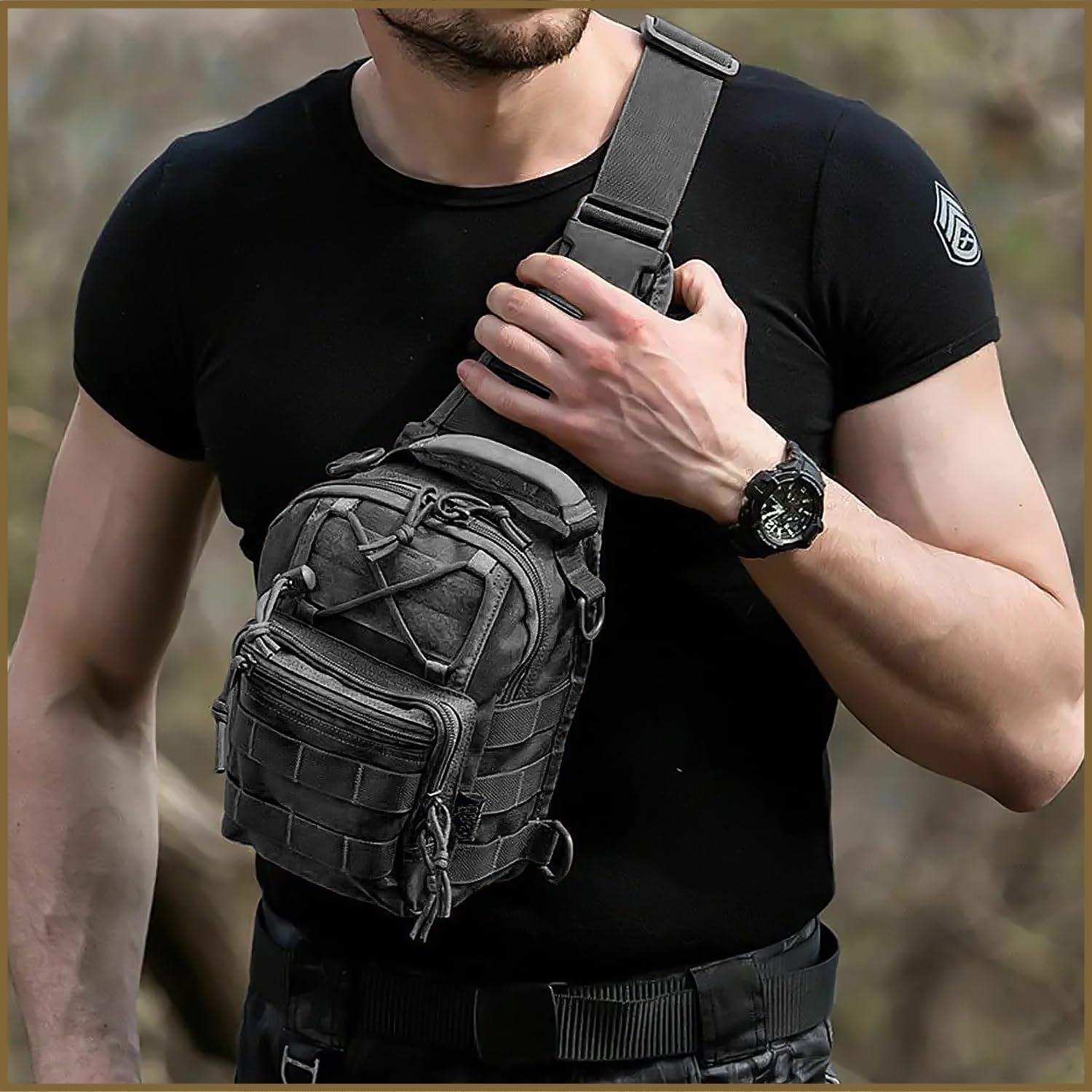 Taeku Tactical Sling Bag, Waterproof Military Crossbody Pack Chest Bag for Men Outdoor EDC Shoulder Backpack Sports Bag - Image 9