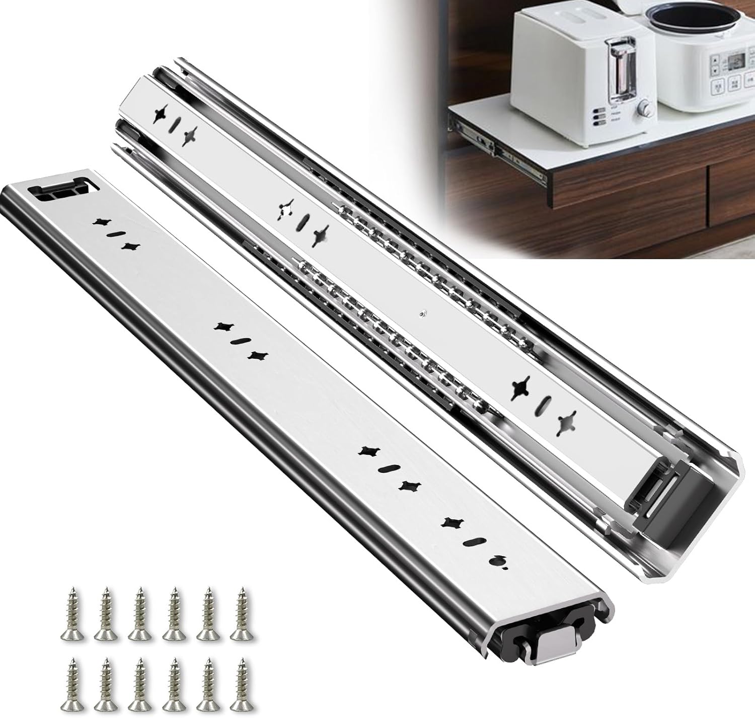 51MM 22 Inch Soft Close Drawer slides-200LBS