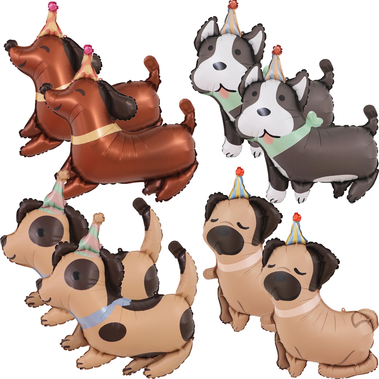 8Pcs Animal Dog Balloons Dog Birthday Balloons Pet Dog Mylar Balloons for Pet Puppy Dog Animal Birthday Lets Pawty Themed Pet Party Decoration