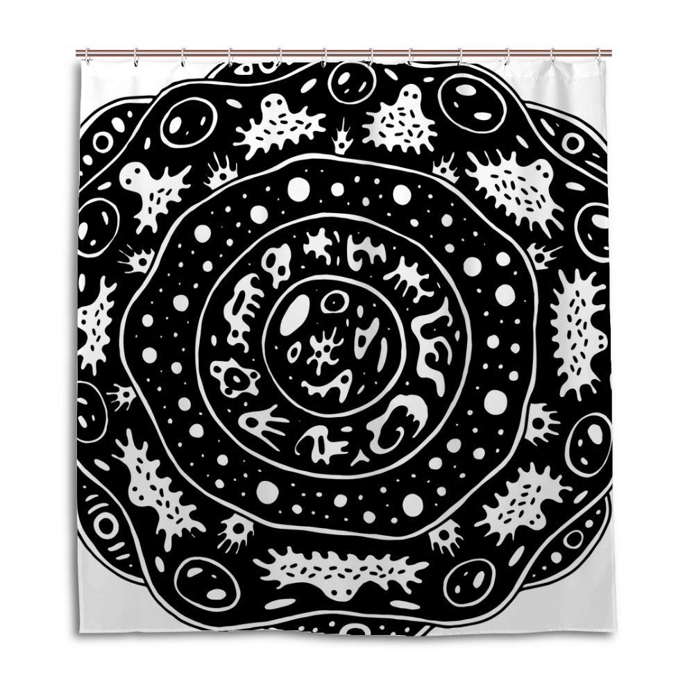 Rideau de douche noir fleurs 168x183cm CHEHONG en polyester