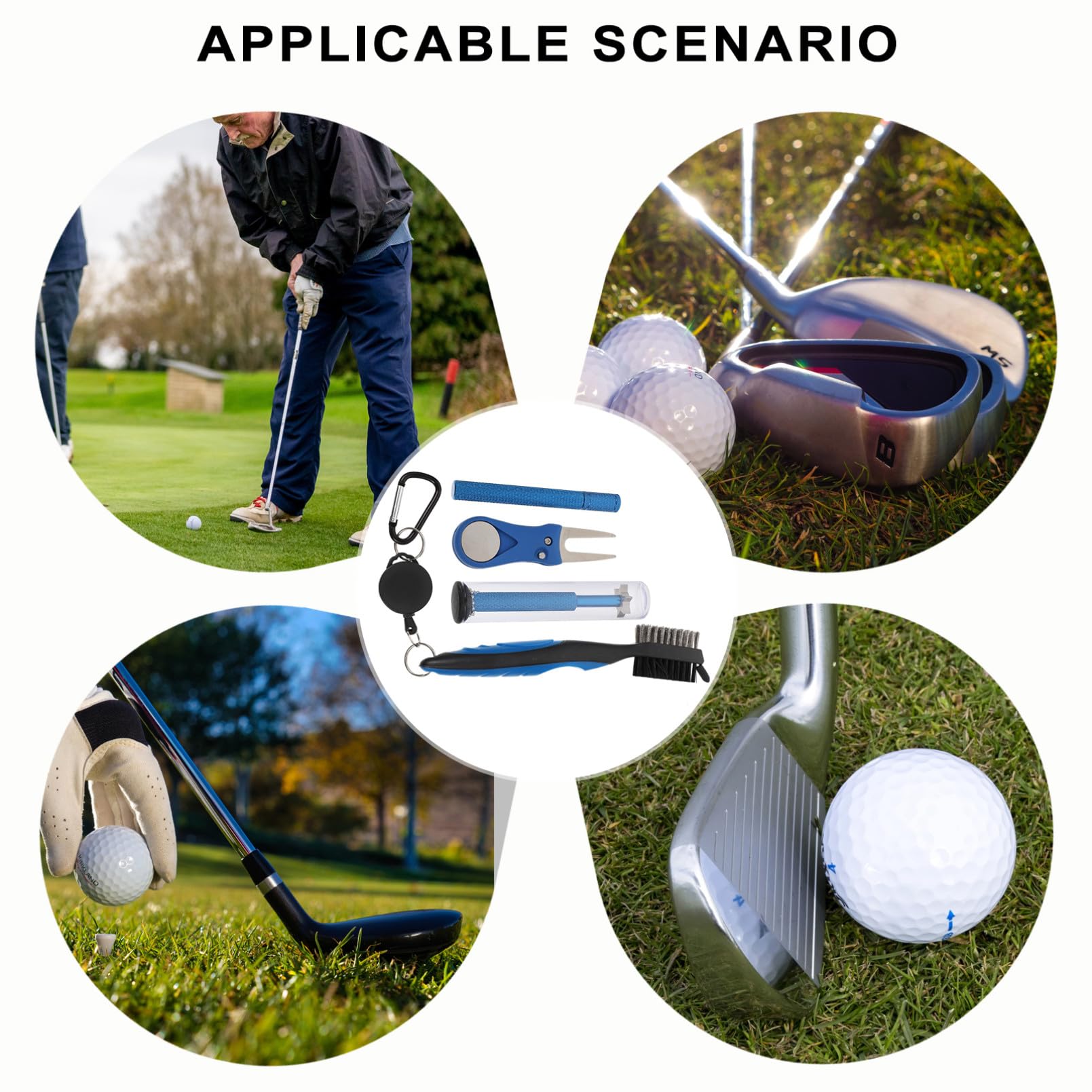 HANABASS Limpieza de Golf Limpiador de Palos de Golf Limpiador de cepillos Cepillo de Palo con Gancho Cepillo de Taza Limpiador de Ranuras Cepillo retráctil Acero Inoxidable