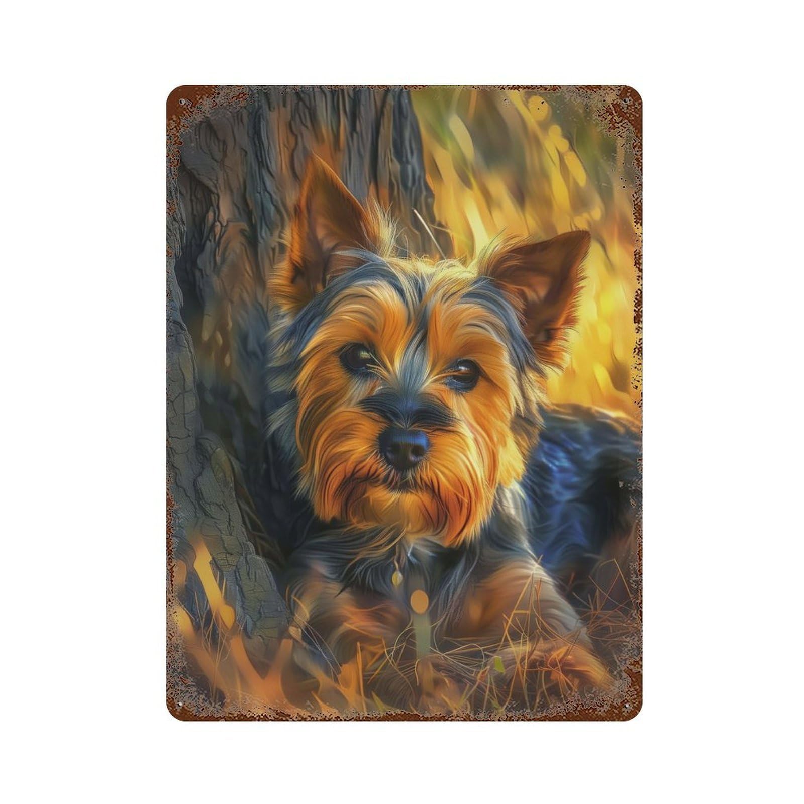 Majestic Yorkshier Terrier 15.7"x11.8" Rusty Metal Tin Sign, Novelty Wall Decor for Cafe, Home Bar And Lounge Decor