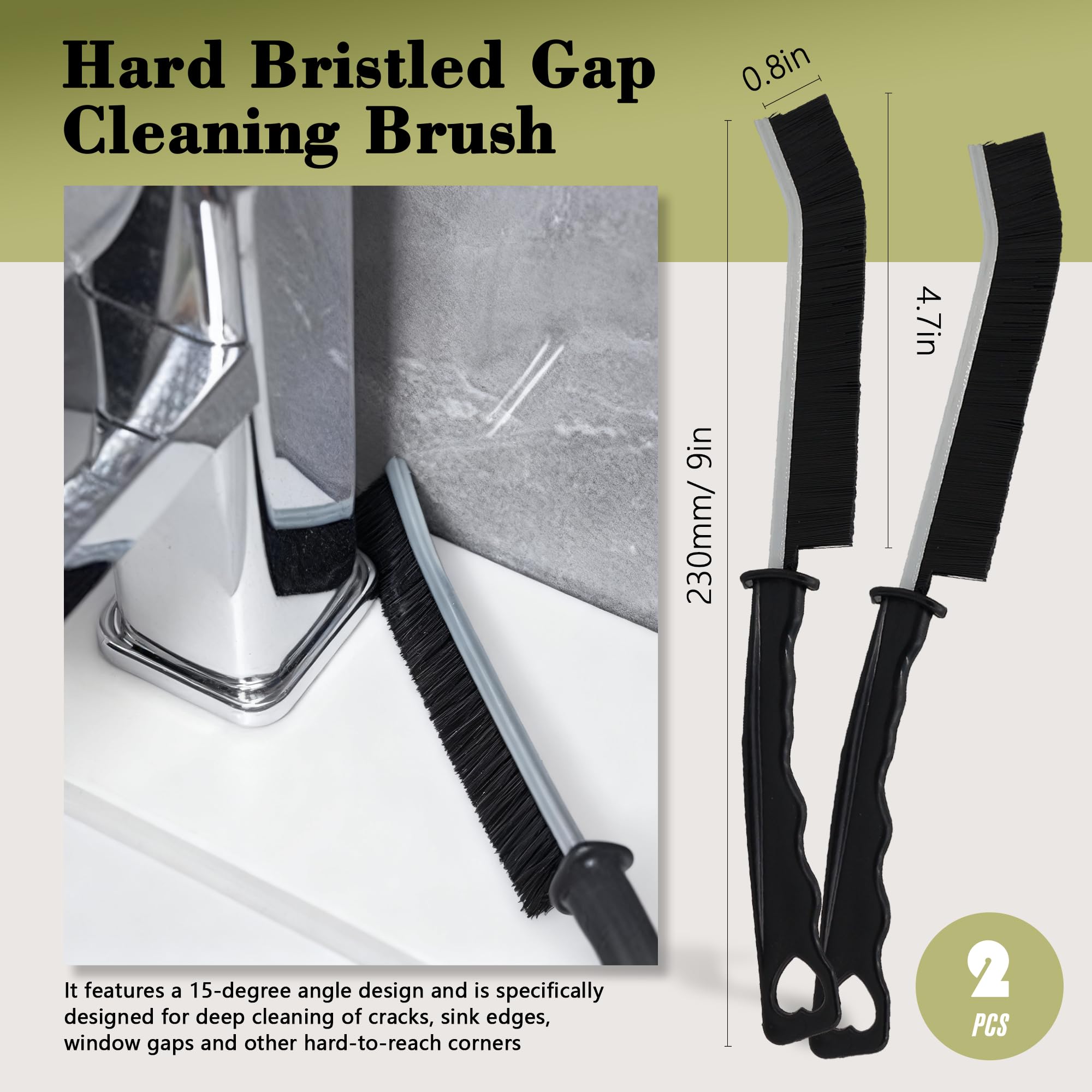 15Pcs Crevice Cleaning Brush Set Hard Bristle Scrub Brushes Tools Groove Gap Cleaning Brush for Housekeeping Bathroom Corners Window Track Kitchen Toilet Cup Faucet