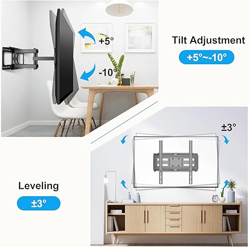 Miniatura 3 de Soporte de pared para TV de movimiento completo para la mayoría de televisores planoscurvos de 26"-70", soporte de inclinación giratorio con brazos