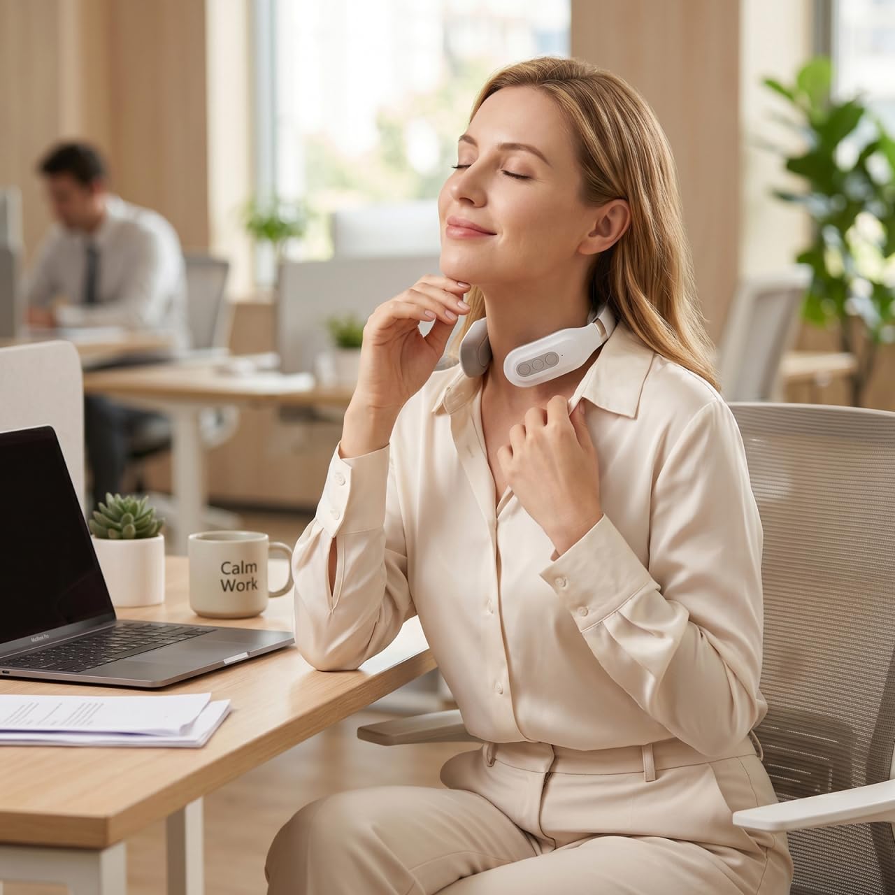 Toyvian Appareil de massage électrique de la nuque avec température constante - Compresse à chaud - Arrêt automatique - Design ergonomique pour soulager les douleurs au cou et aux épaules - Sans fil
