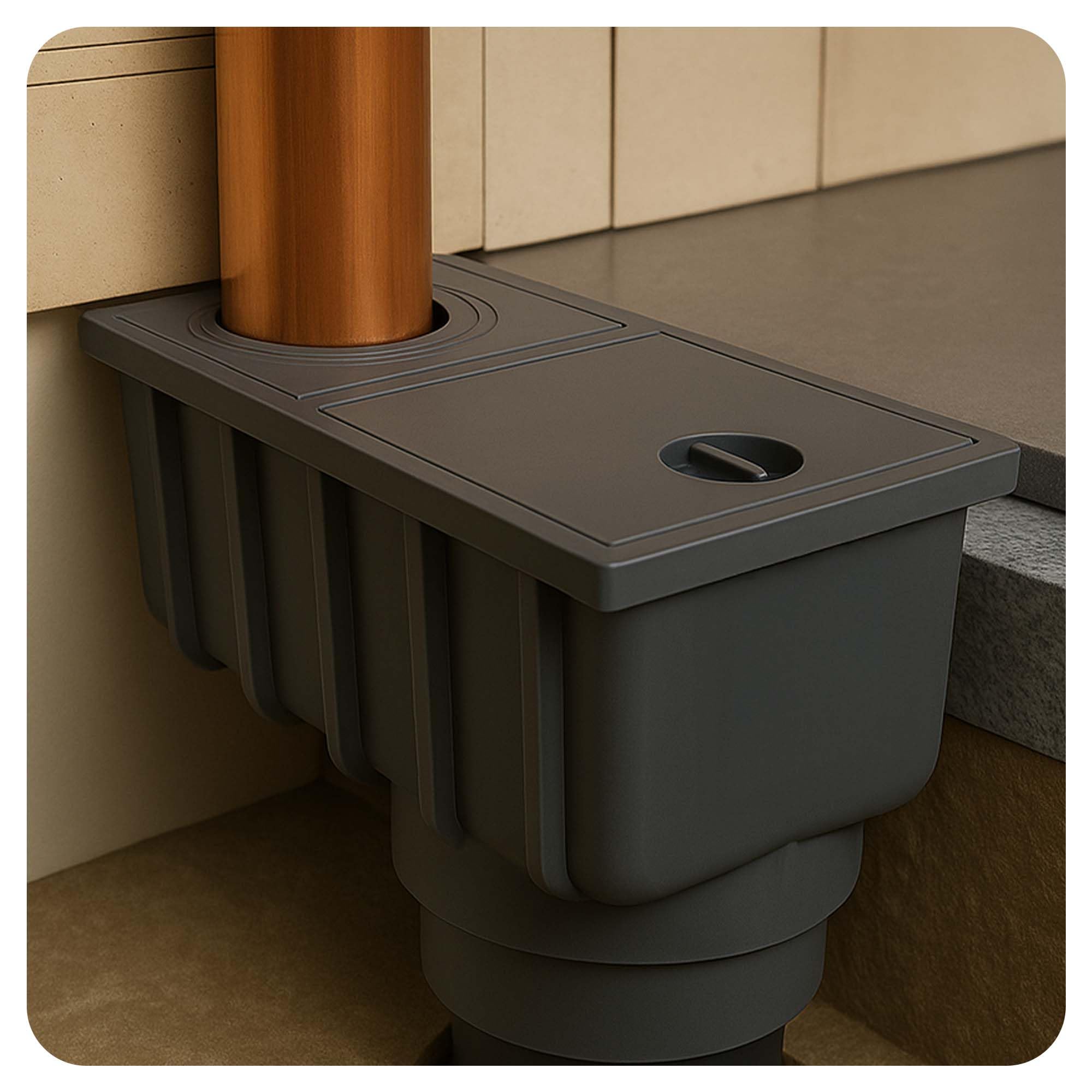 Millto Regensinkkasten 110 mm Regenwasserablauf Dachrinnenablauf Hofablauf Regenrohrablauf Sinkkasten Entwässerung Kontrollschacht mit Sieb und Flexibles Rohr 340-400 mm Graphit