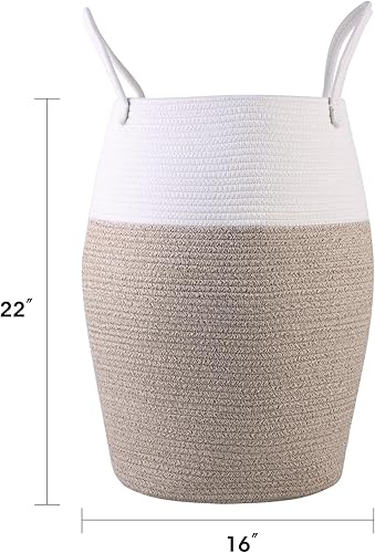 Miniatura 9 de Cesta de lavandería tejida para organizar la canasta alta del cuarto de bebé cesta de almacenamiento grande redonda decorativa para niños manta de