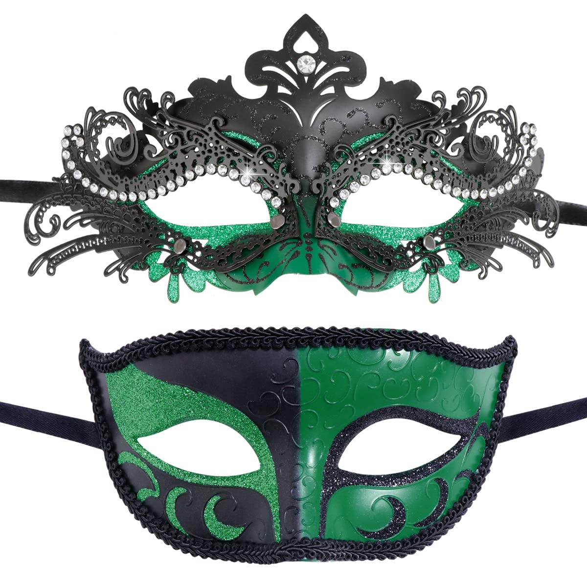 Coddsmz Couple Masquerade Mask Set Venetian Party Mask St Patricks Day Masks Mardi Gras Mask Halloween Costume Mask Fancy Dress Mask for Women Men โ image 1
