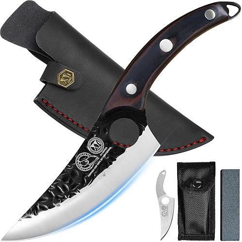 XYJ FULL TANG - Cuchillo de deshuesado de acero inoxidable de 6 pulgadas con funda de cuero, cuchillo de carne de chef serbio para cocina, disponible en Yaxa Peru