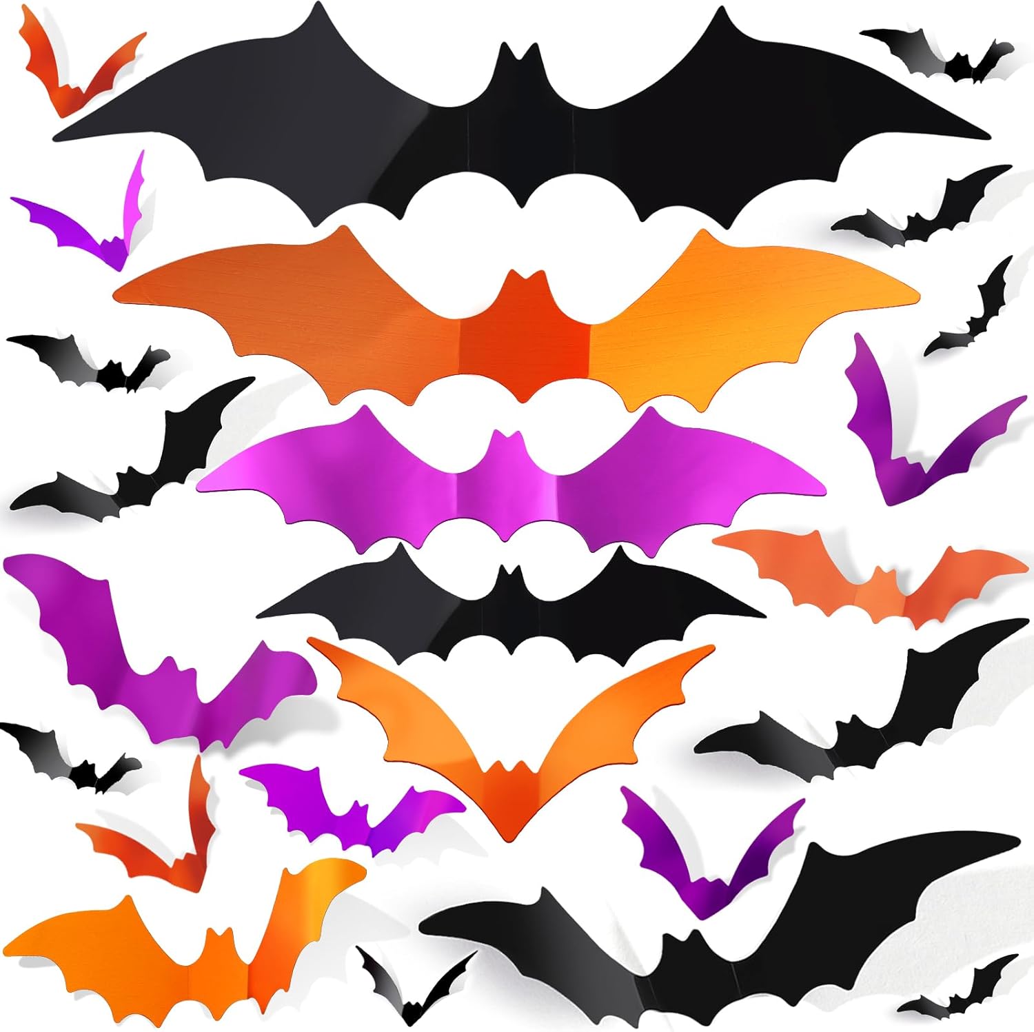 FANDAMEI 140PCS Bats Halloween Decoration, 5 Sizes Bats Wall Decor Party, 3D Bat Wall Decor for Halloween Decorations Indoor Outdoor. Black Sticky Bats Home, Bat Stickers for Window(140PCS)