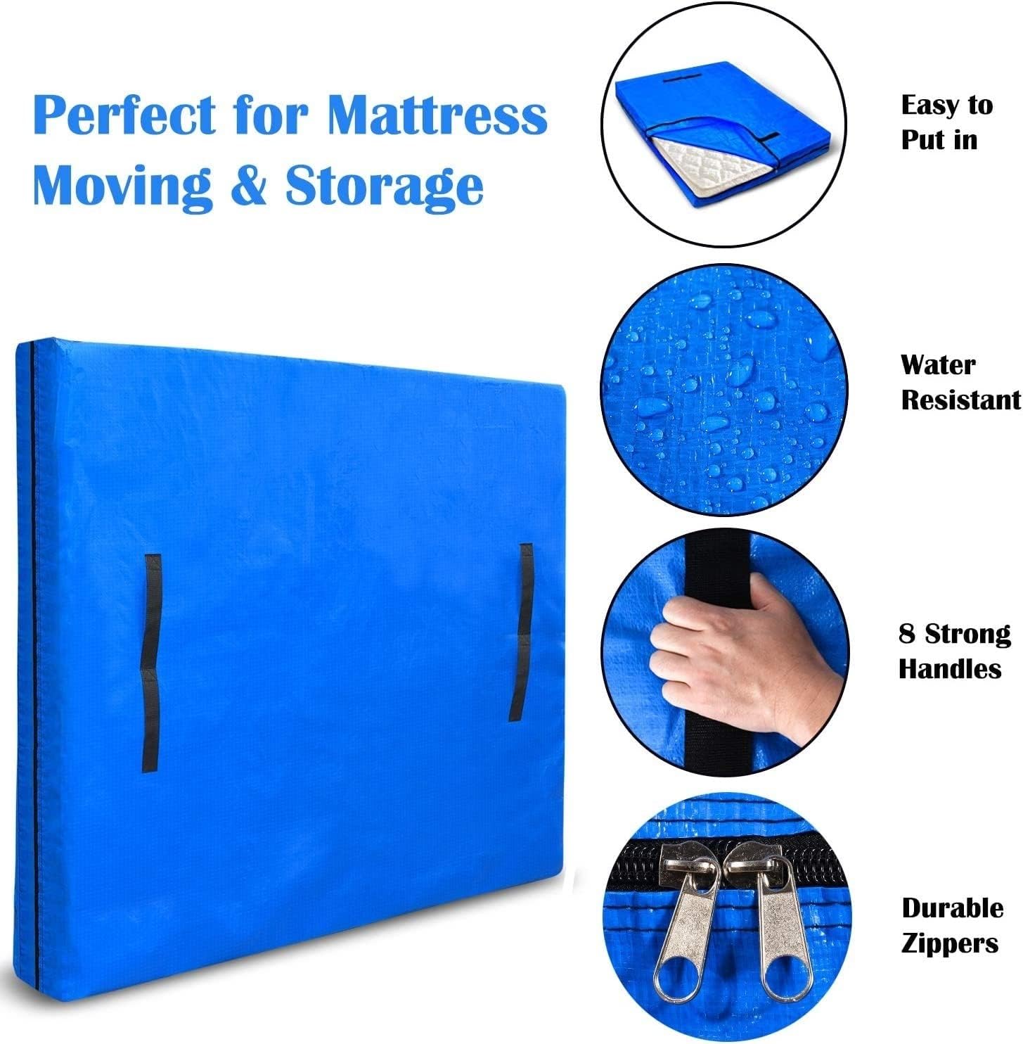 Mattress Bag Heavy Duty for Moving and Storage - Reusable Mattress Protection Cover Bag with Strong Zipper and Handles, Encasements, Made of Recycled Material(208x40.6x200.6cm)