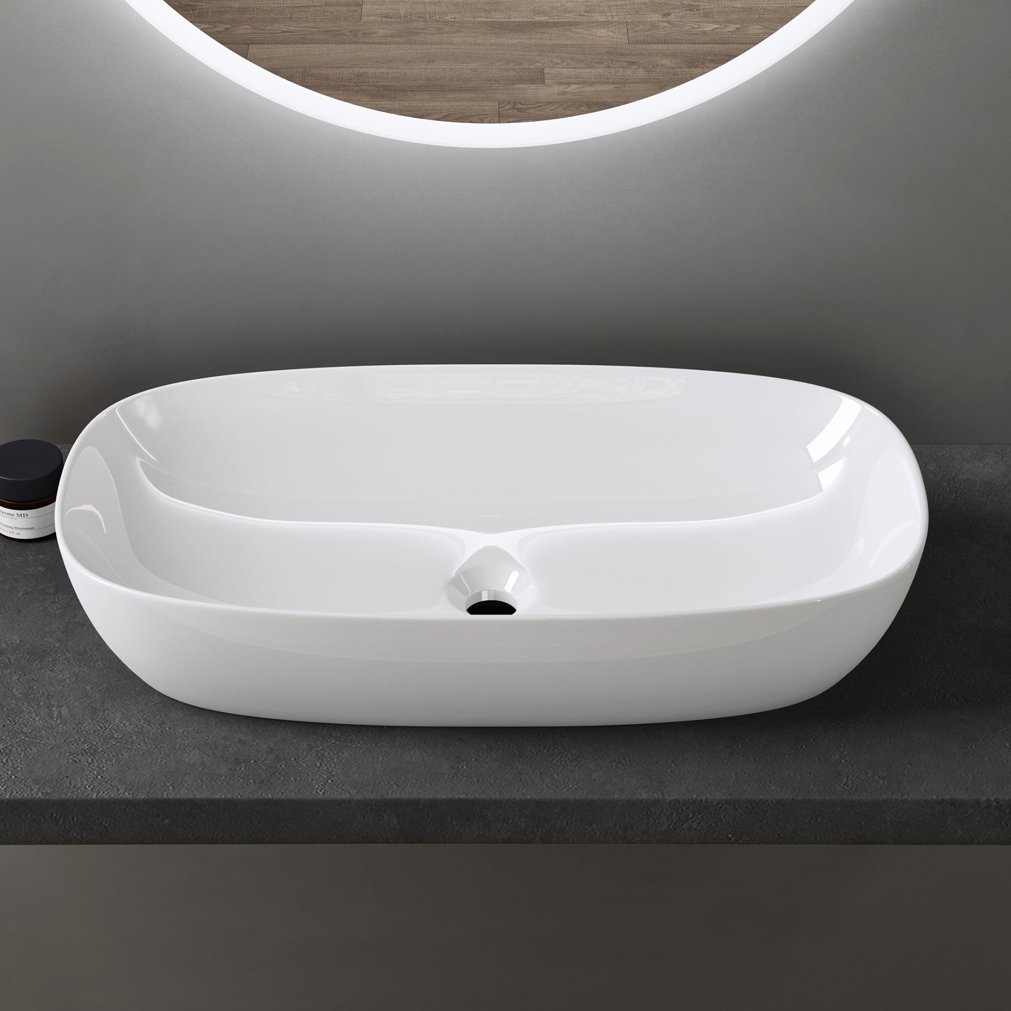 doporro Aufsatzwaschbecken Keramik Gäste-WC Waschbecken Waschschlae 50cm weiß glänzend Handwaschbecken Waschplatz Brüssel104