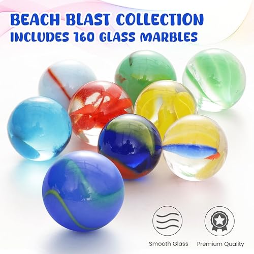 Miniatura 5 de POPLAY 160 canicas de vidrio para mezclar colores, canicas de 58 pulgadas a granel para niños, juegos de mármol, rellenos de jarrones, bricolaje