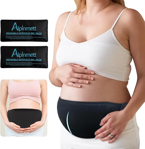 Alpinmett C-Section Hot & Cold Therapy Belly Binder with 2 Reusable Gel Ice Packs for Post-Op, Kicks Protection, Postpartum Care Must Have After Birth Brace, Abdominal Binder
