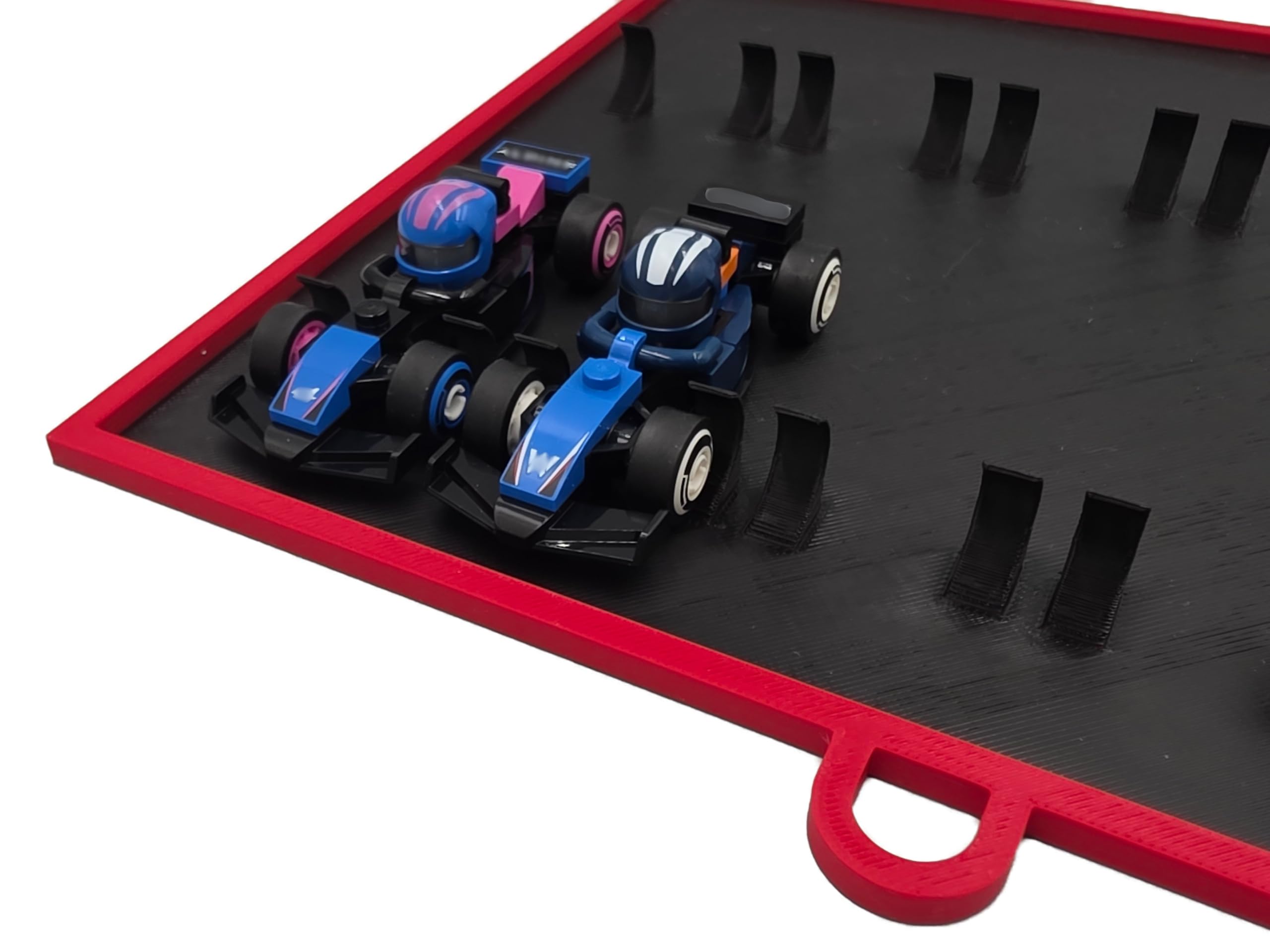Display für LEGO 71049 F1 Minifiguren – Wandhalterung & Stand für 12 Boliden – 2in1 Display Rahmen für Wand & Regal – Motorsport Deko (Rot)
