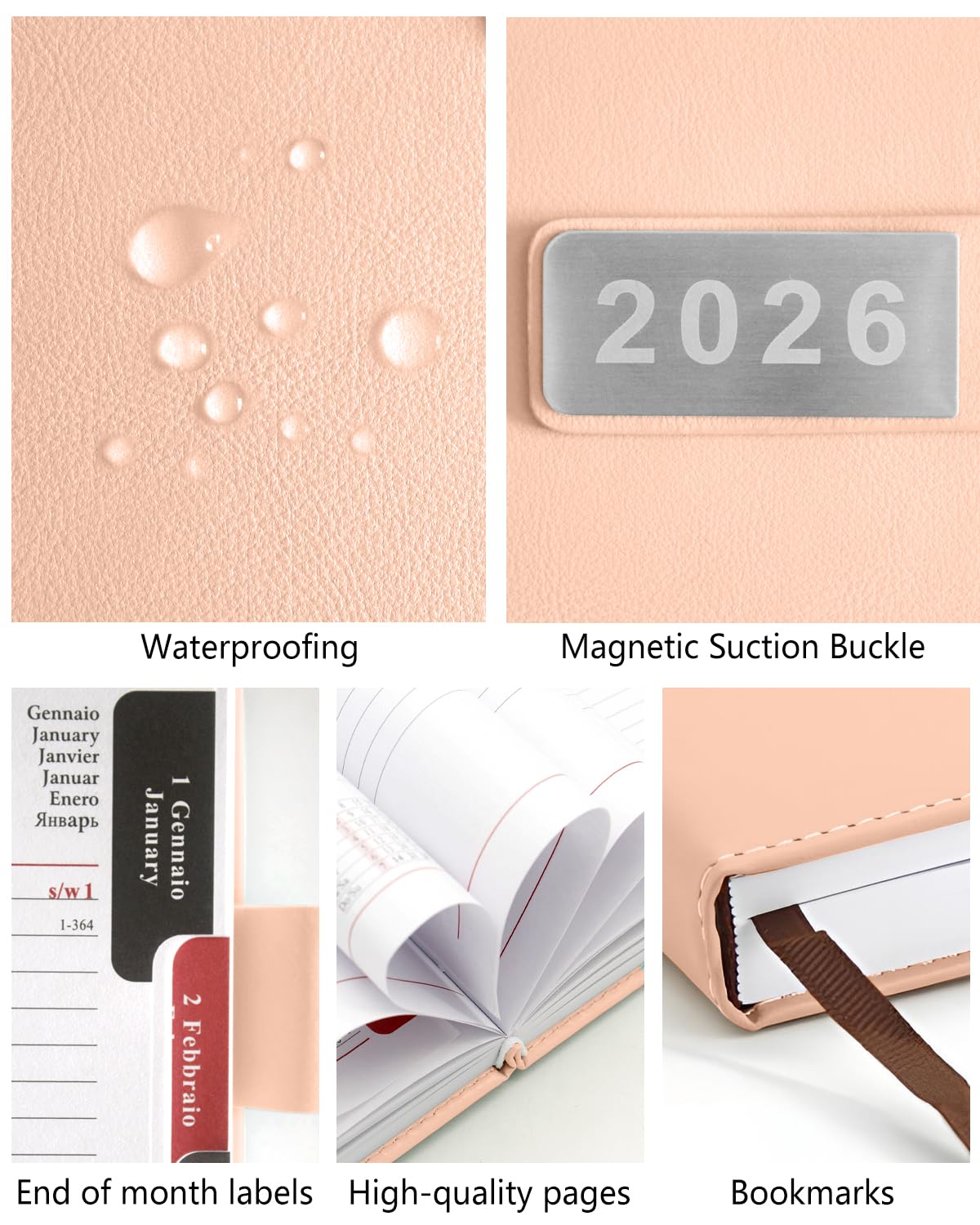 400 Pagine HW CASA Agenda 2026 Giornaliera A5,Festività (DE/IT/ES/EN/FR), Passante e Portapenna | Festività (DE/IT/ES/EN/FR), Riepiloghi Mensili | Gennaio-Dicembre