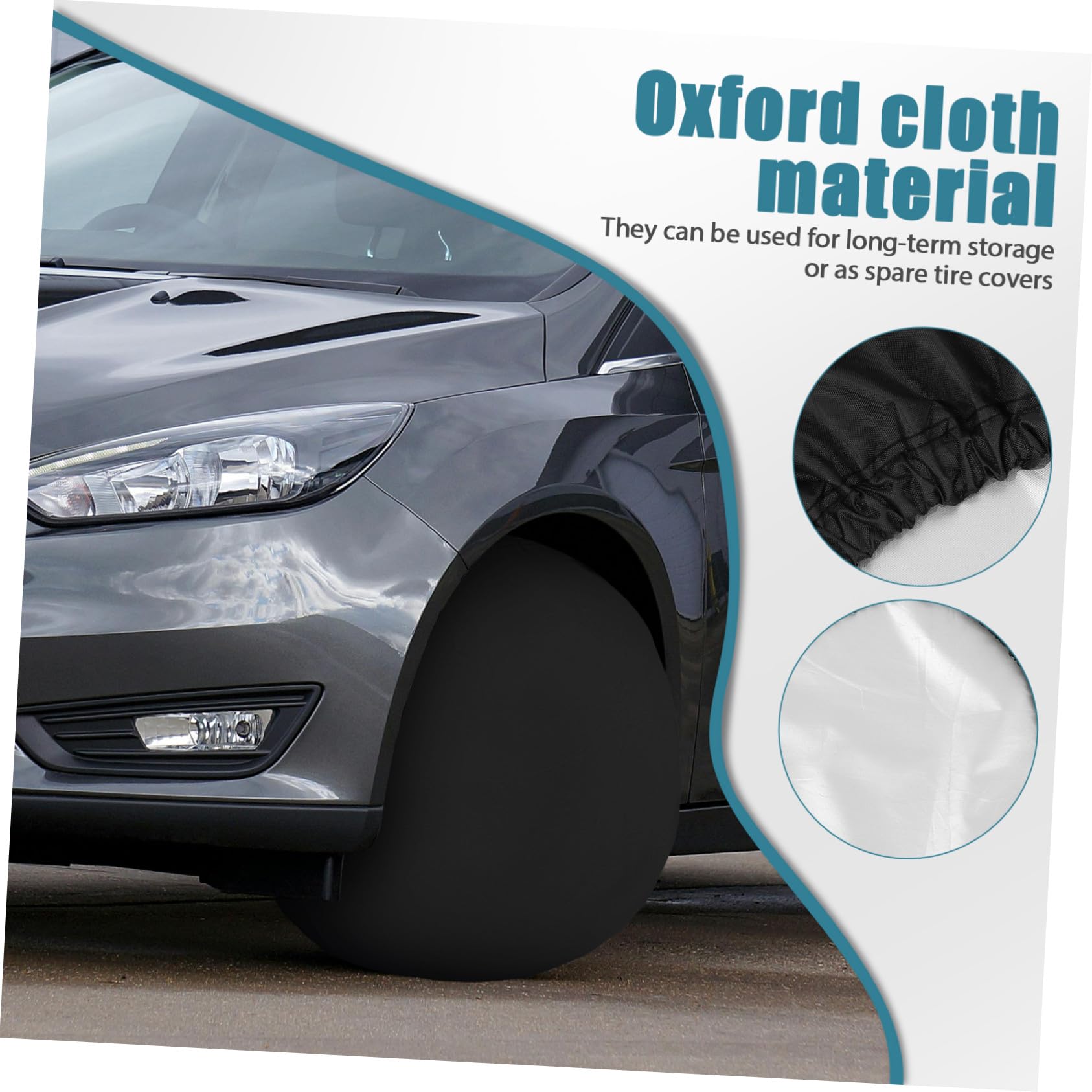 HANABASS 4 pezzi Coperture Pneumatici in Oxford Nero con Elastico Protezione Resistente per Ruote per Suv Camper Camion e Rimorchi Accessori per Trailer da Viaggio