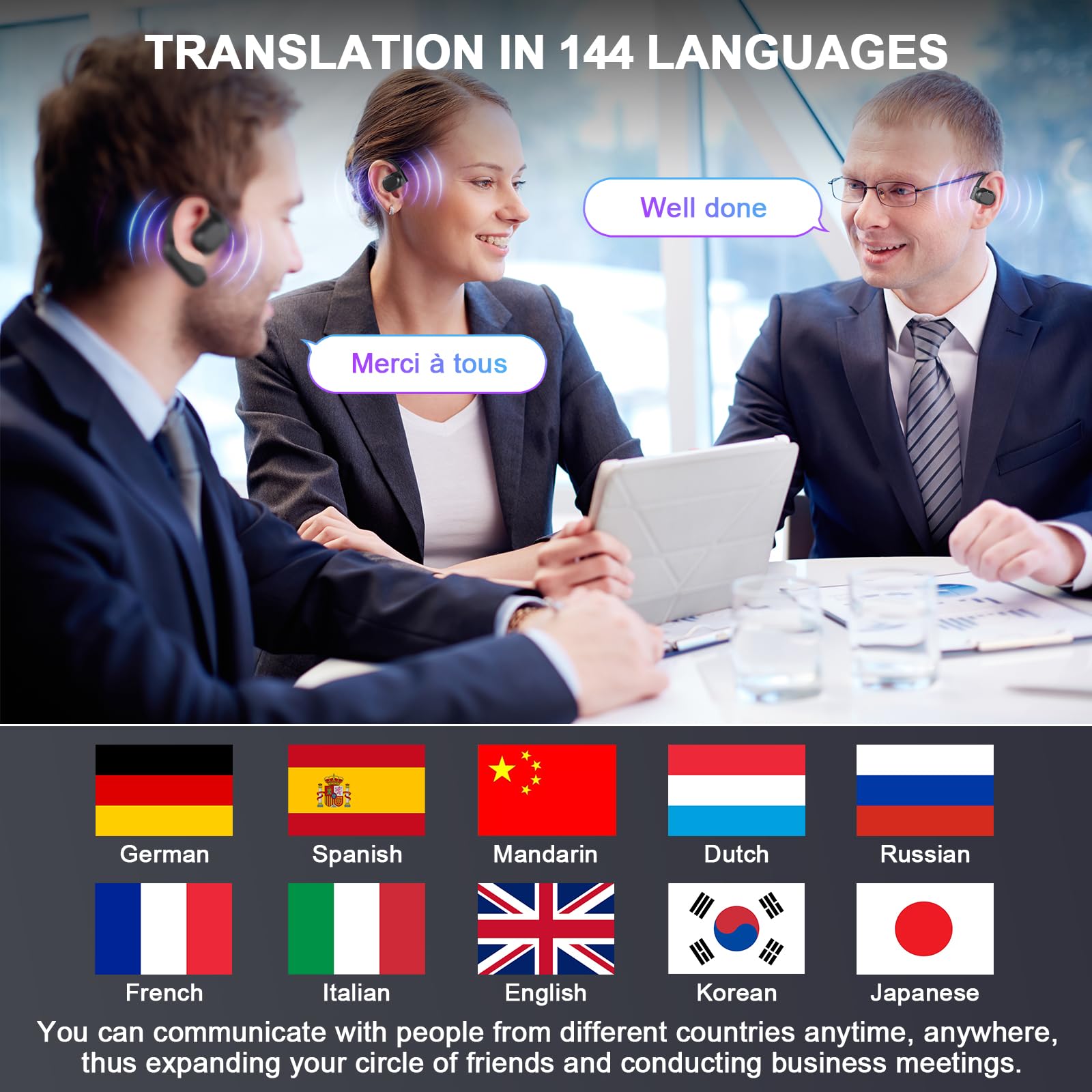 Traduction Instantanée écouteurs Écouteurs Traducteur Vocal K30 Smart - 144 Langues, Traduction En Temps Réel - Bluetooth 5.3, Autonomie Longue - Compatible Application, Couleur Rose