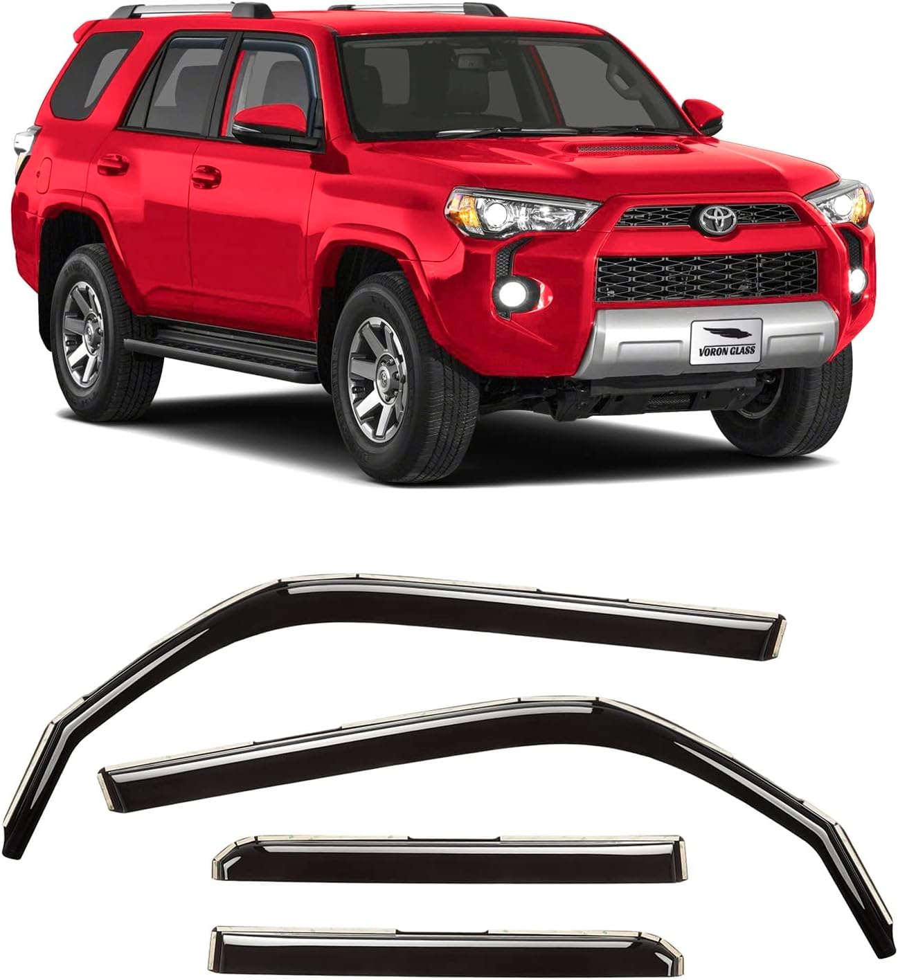 Voron Glass in-Channel Extra Durable Rain Guards for Toyota 4Runner 2010-2023, Window Deflectors, Vent Window Visors, 4 Pieces - 220101