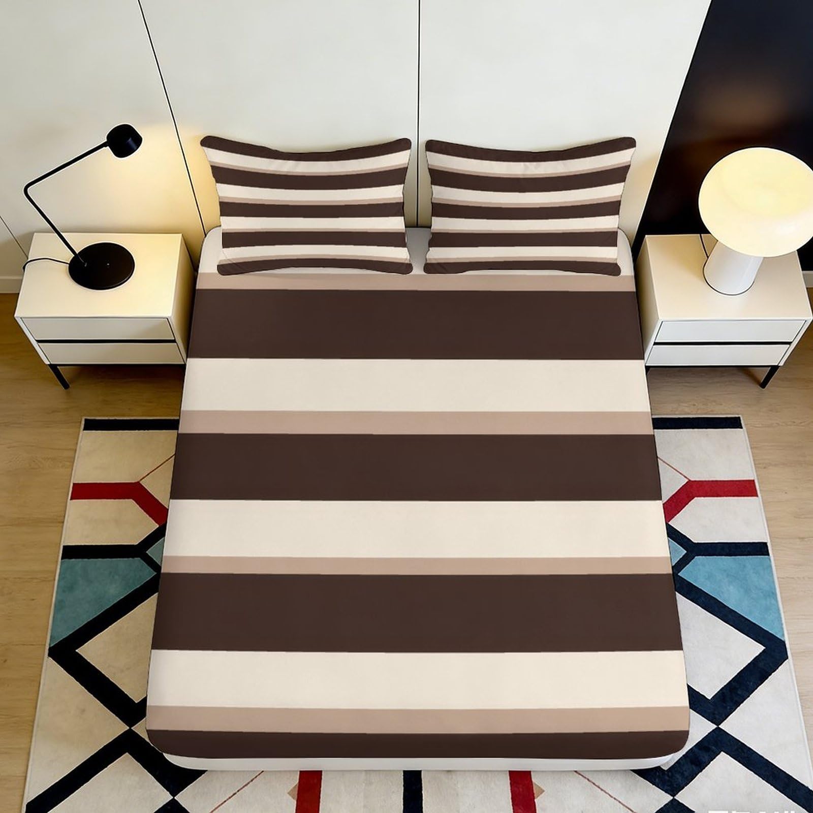 3D Printed Abstract Wave Fitted Sheet Microfiber Non-Slip Deep Pocket Bedroom Bedding Abstract Wave Mattress Fitted Cover 200x200x25cm