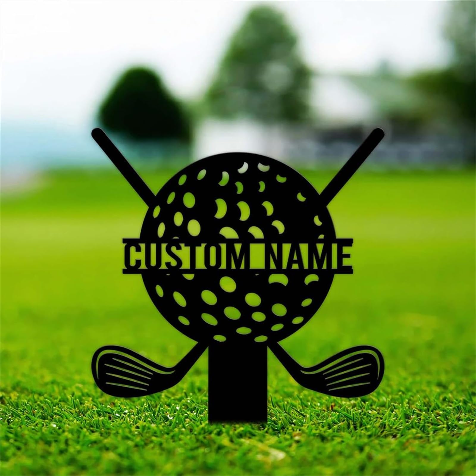 FrAnny Custom Golf Grave Marker,Golf Silhouette Memorial Stakes,Decor Gifts for Loss of Loved One,Symbolic Memorial Stakes for Cemetery,Sympathy Gift,Metal Garden/Yard Sign, Black
