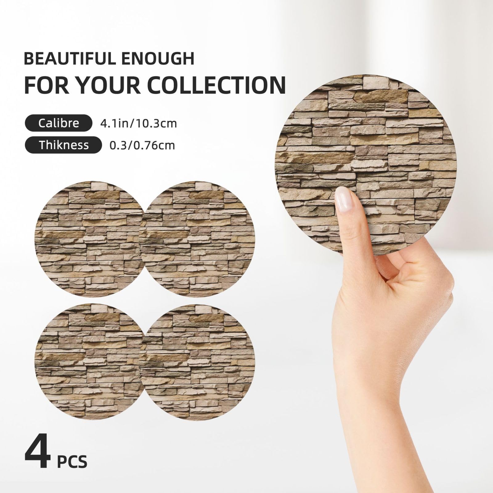 Rustic Rocks - Set di 4 sottobicchieri decorativi in ceramica con stampa a muro di mattoni