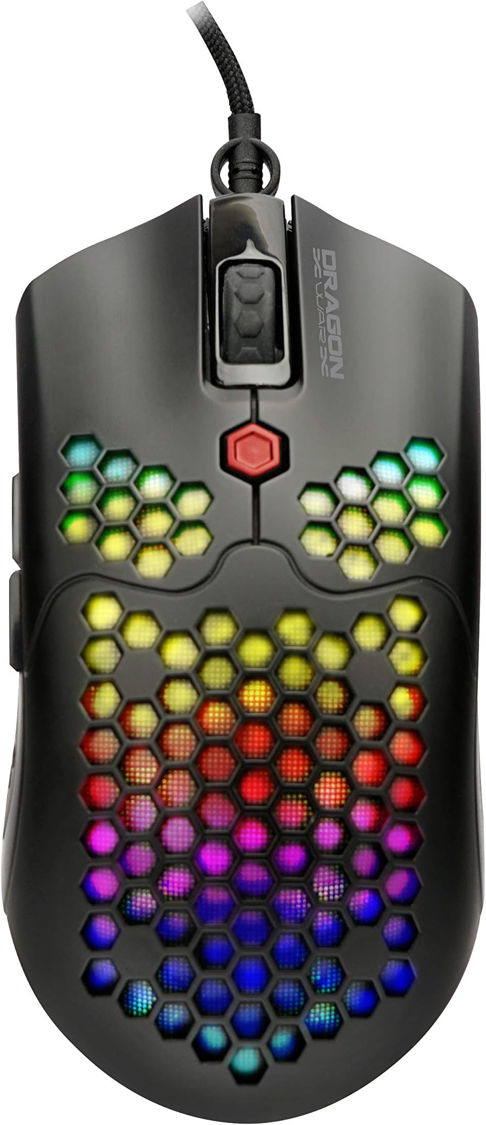 Dragon WarG25 RGB (Black) Gaming Mouse, Lightweight Honeycomb Shell USB Wired Mouse with 12000 DPI Optical Sensor and Macro Function