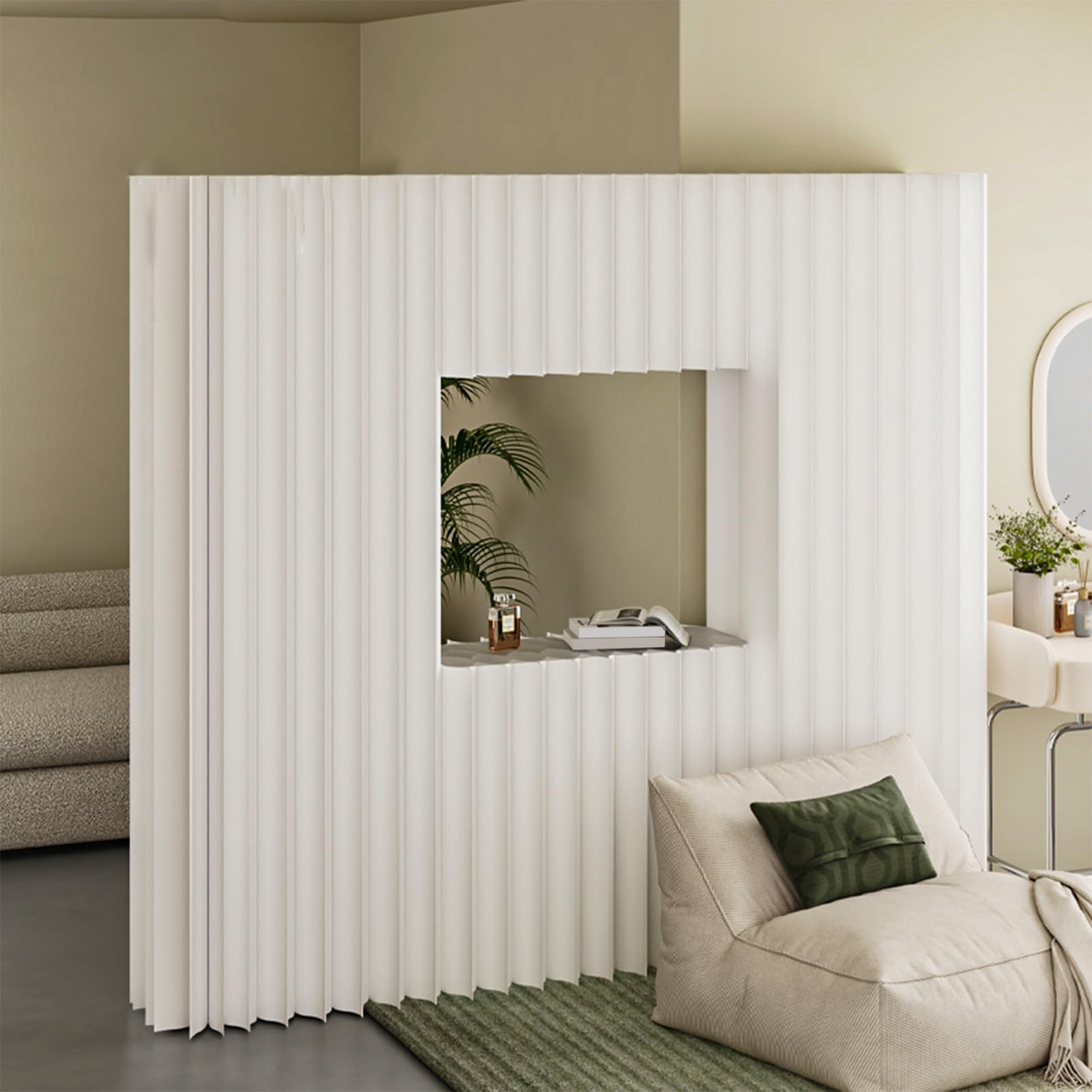 Separador de habitación de papel plegable, pantalla de privacidad para separación de espacios, división suave para el hogar, oficina y espacios minoristas