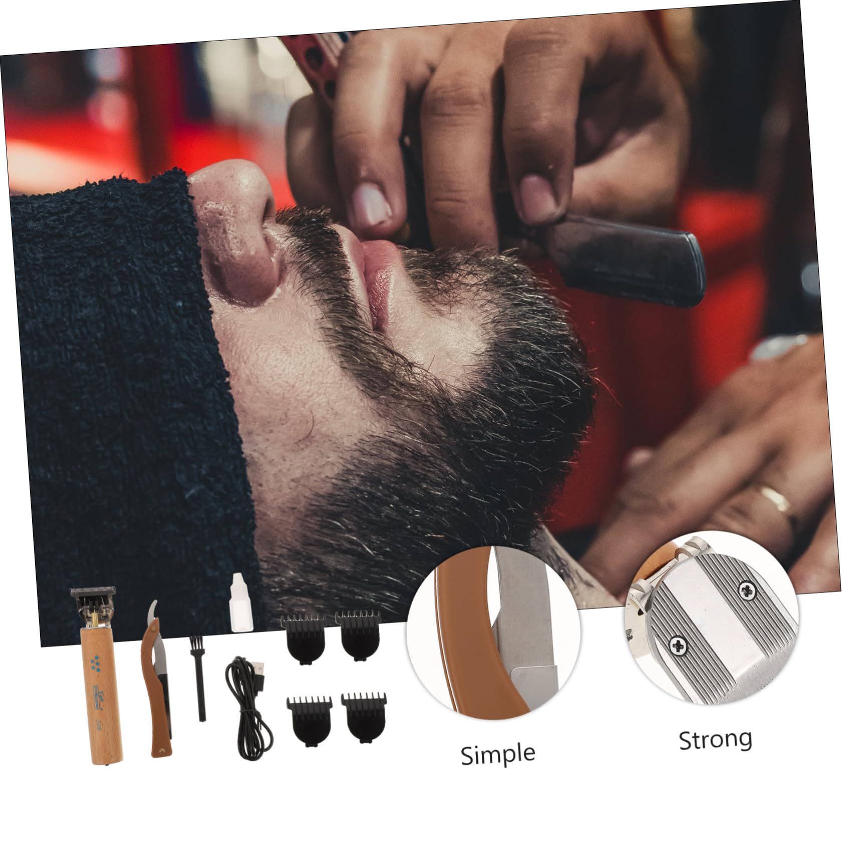 ARTSEWPLY 1Set Professional Clipper for Men Powerful Trimmer with Low Vibration Versatile for All Hair Types for Barbers and Home Use Golden