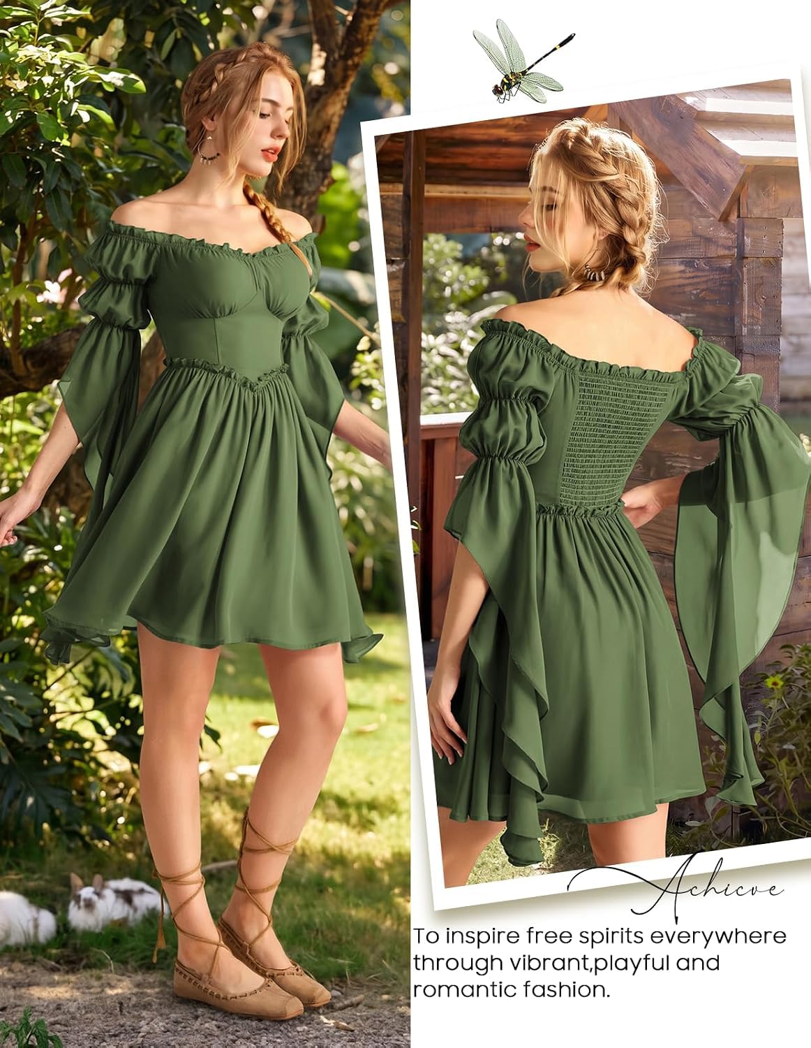 SCARLET DARKNESS Damen Schulterfrei Renaissance Korsett Kleid