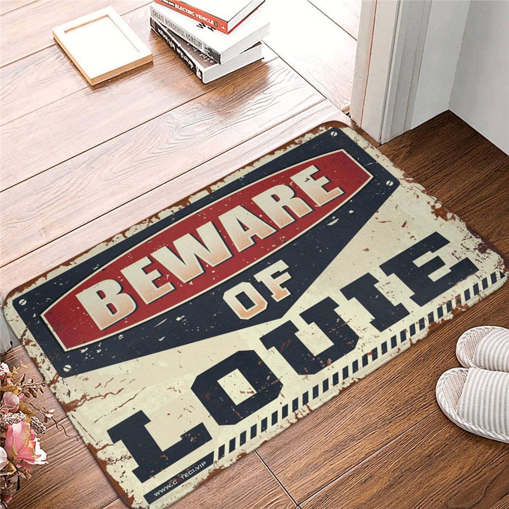 Paillasson extérieur humour Beware of Louie tapis de sol entrée grande taille 65 x 90 cm