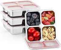 Vista 1 de BEFOY 4 Pack Stainless Steel Snack Containers with Lids 4 Compartment Food Storage Containers for Adults Meal Prep Reusable for work or going